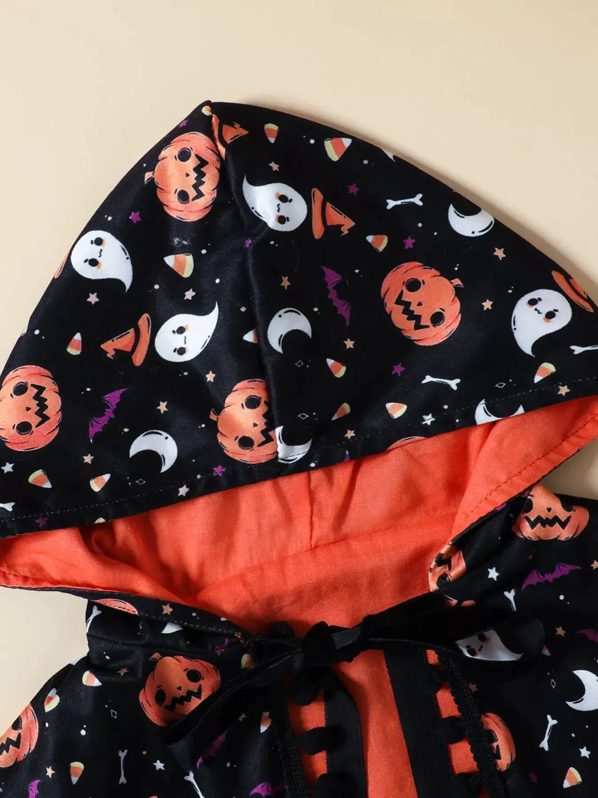 Children's Halloween Ghost Graphic Dress and Hooded Cape Set by Trendsi