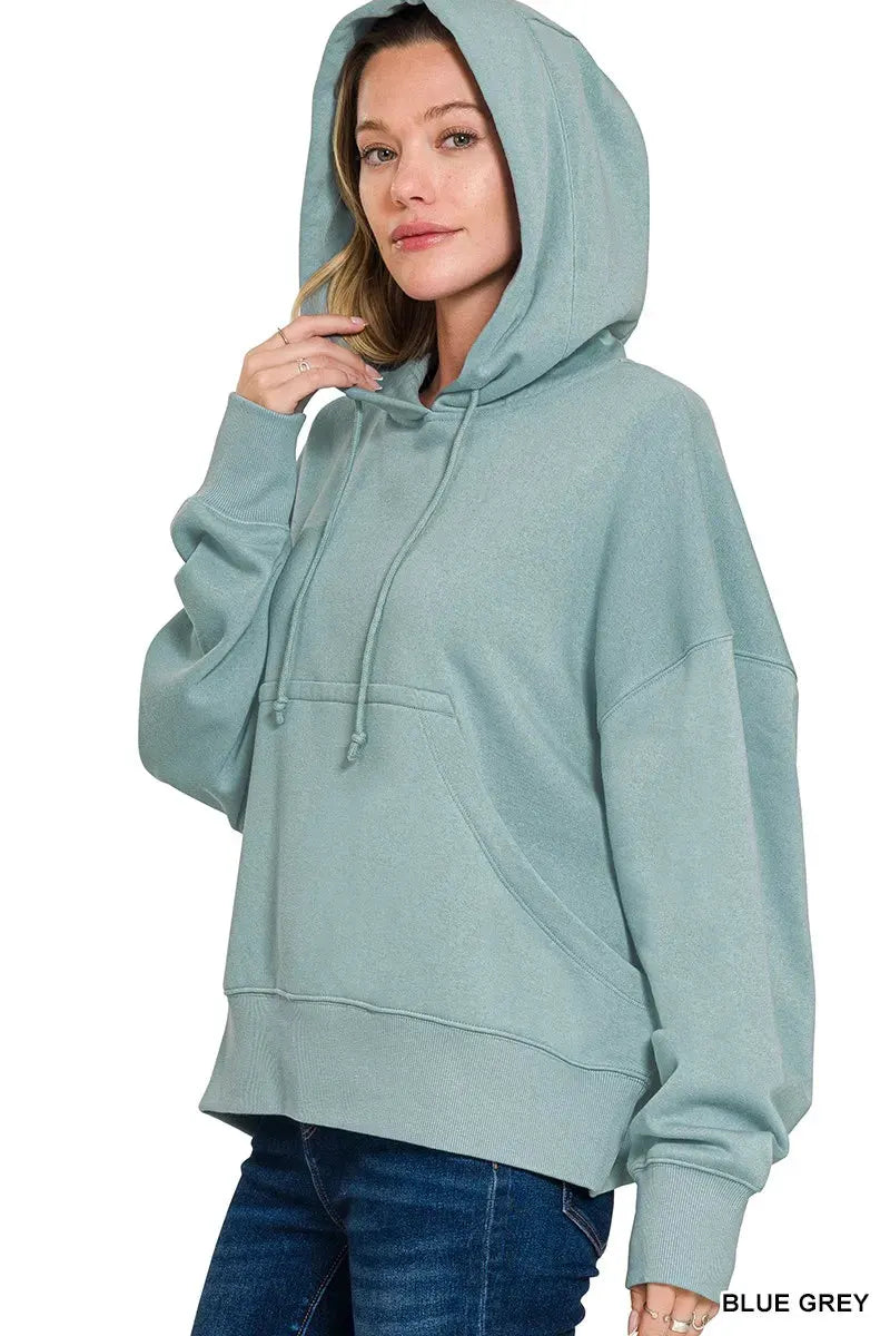 Zenana Oversized Fleece Kangaroo Pocket Hoodie by Zenana