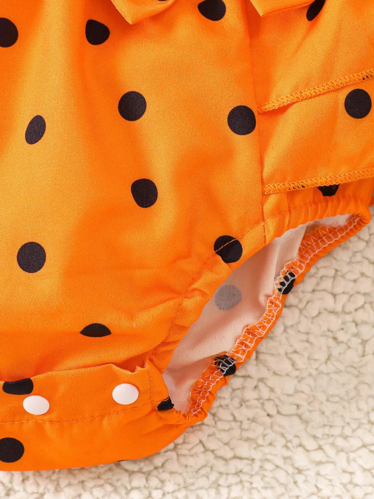 Children's Halloween Pumpkin Polka Dot Bodysuit and Headband Set by Trendsi