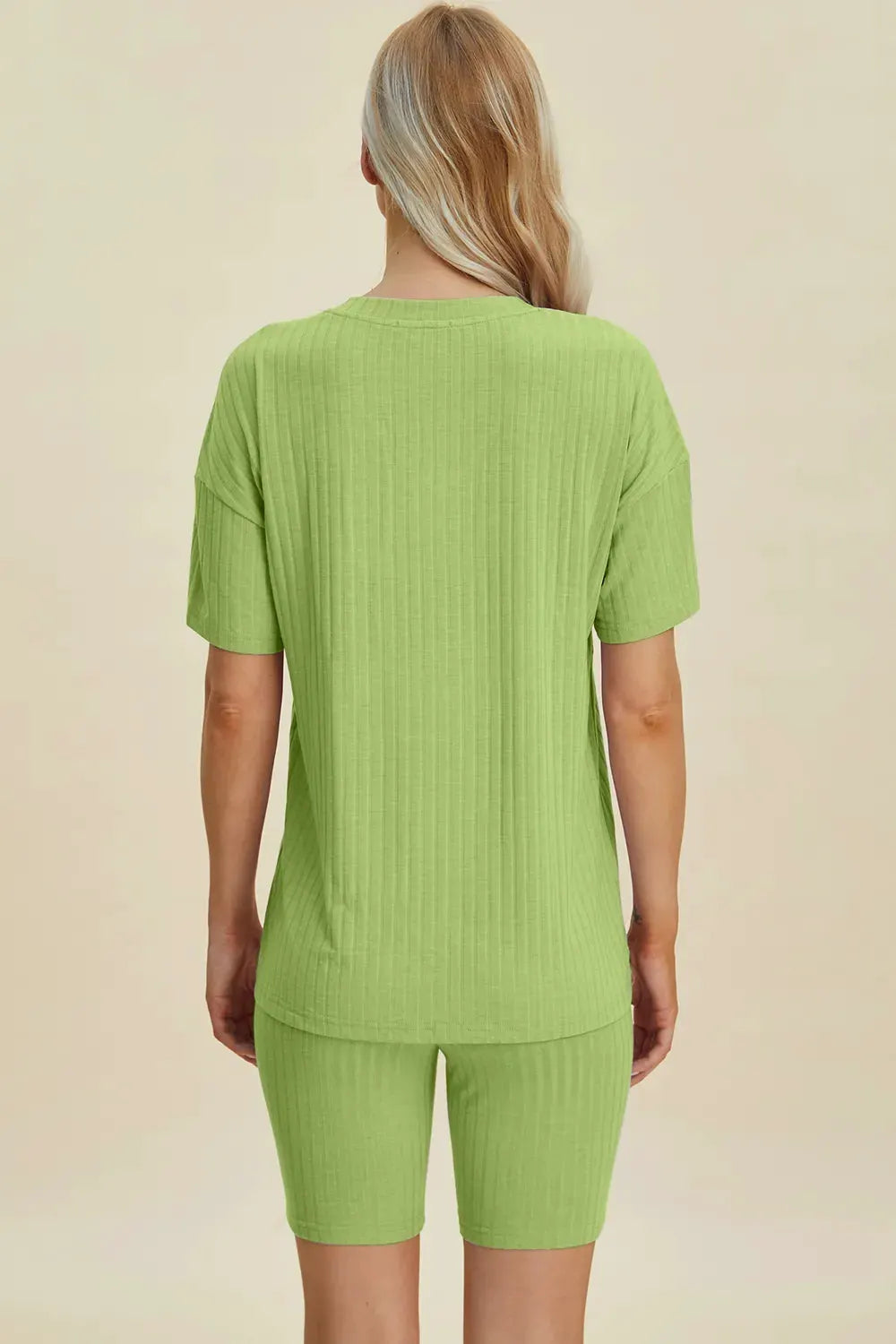 Basic Bae Full Size Ribbed V-Neck Short Sleeve Top and Shorts Set by Basic Bae