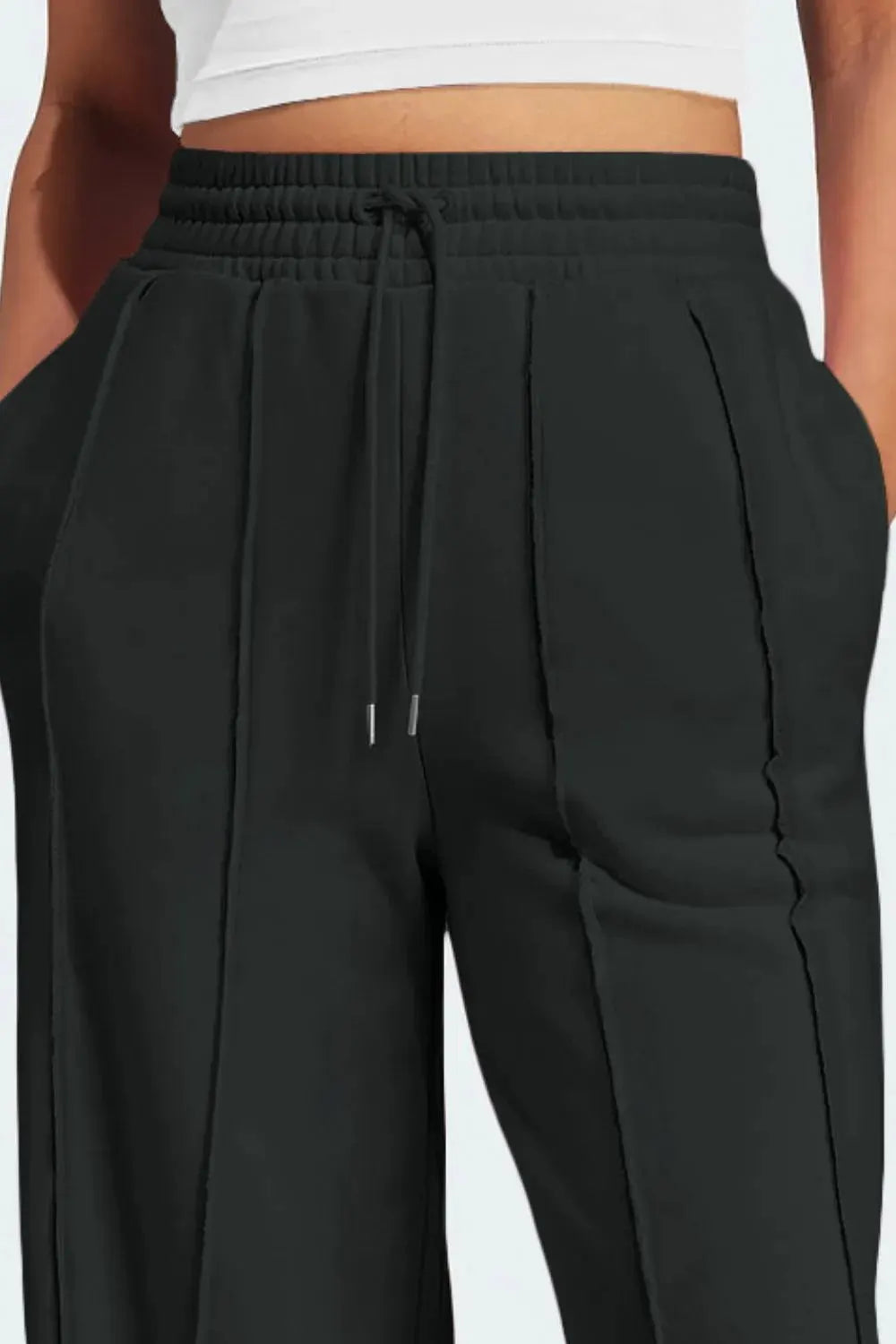 Drawstring Wide Leg Active Pants by Partner Label