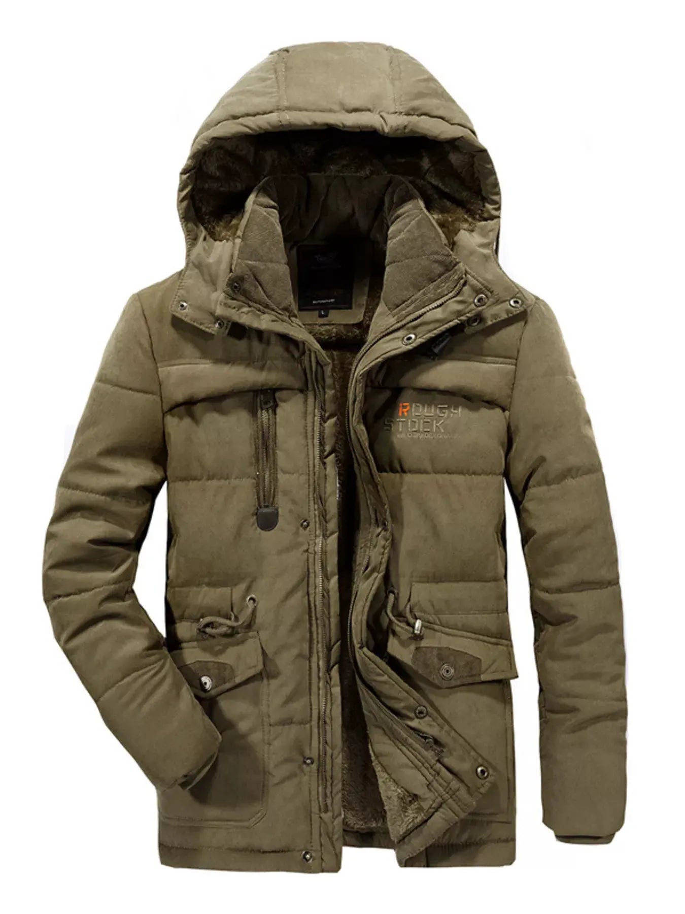 Men's Plus Size Hooded Zip Up Parka Coat by Partner Label