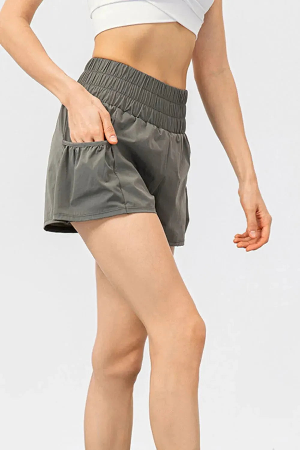 Elastic Waist Pocketed Active Shorts by Partner Label