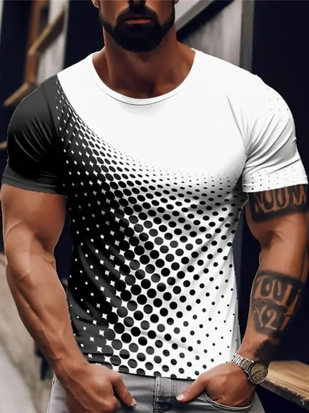 Men's Full Size Gradient Dot Print T-Shirt Plus Size by Trendsi