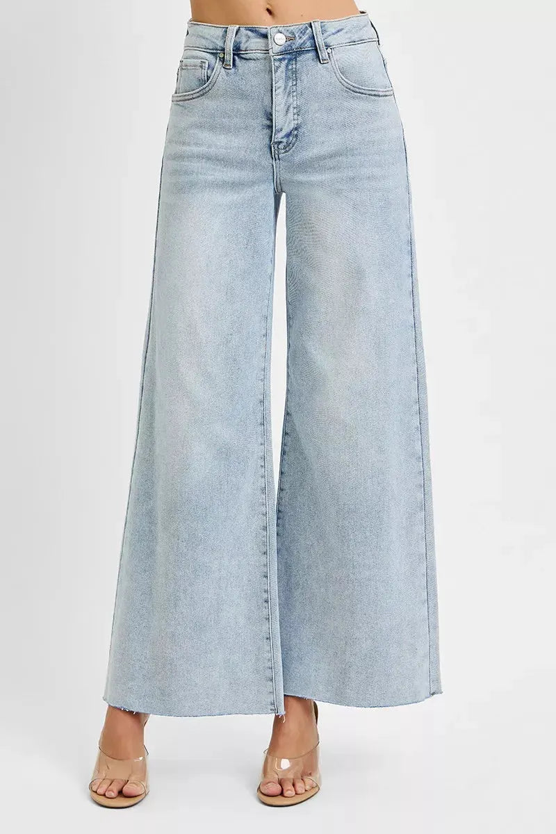 RISEN Full Size High Rise Ankle Wide Palazzo Jeans Plus Size by RISEN