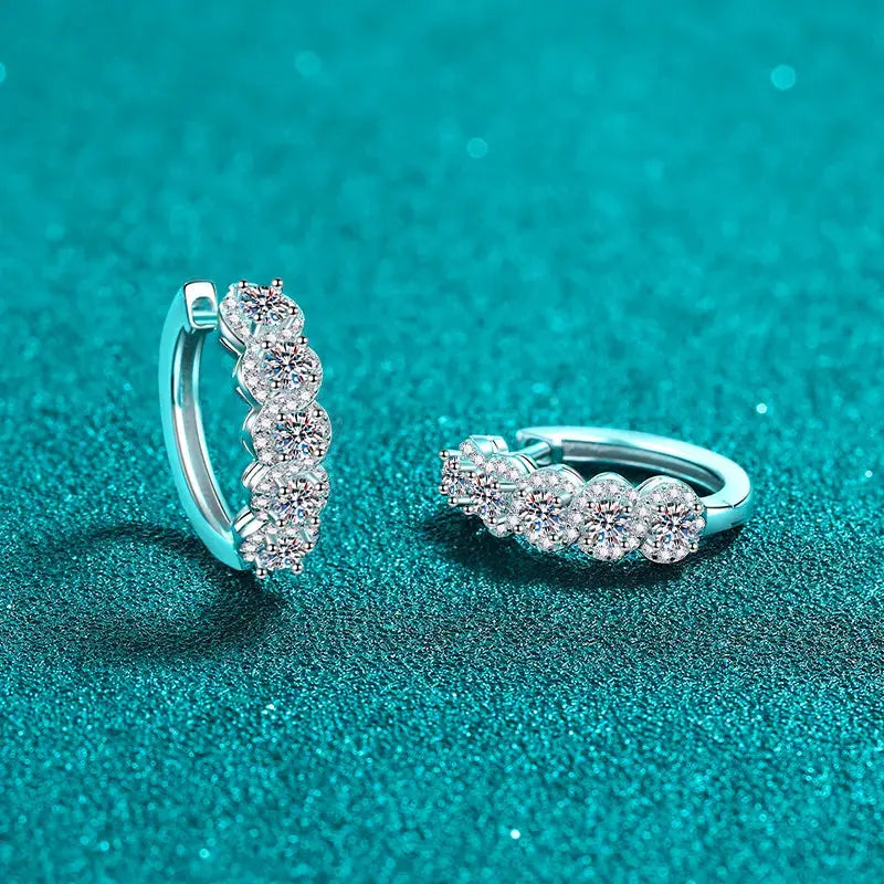 1 Carat Moissanite Zircon 925 Sterling Silver Huggie Earrings by Partner Label