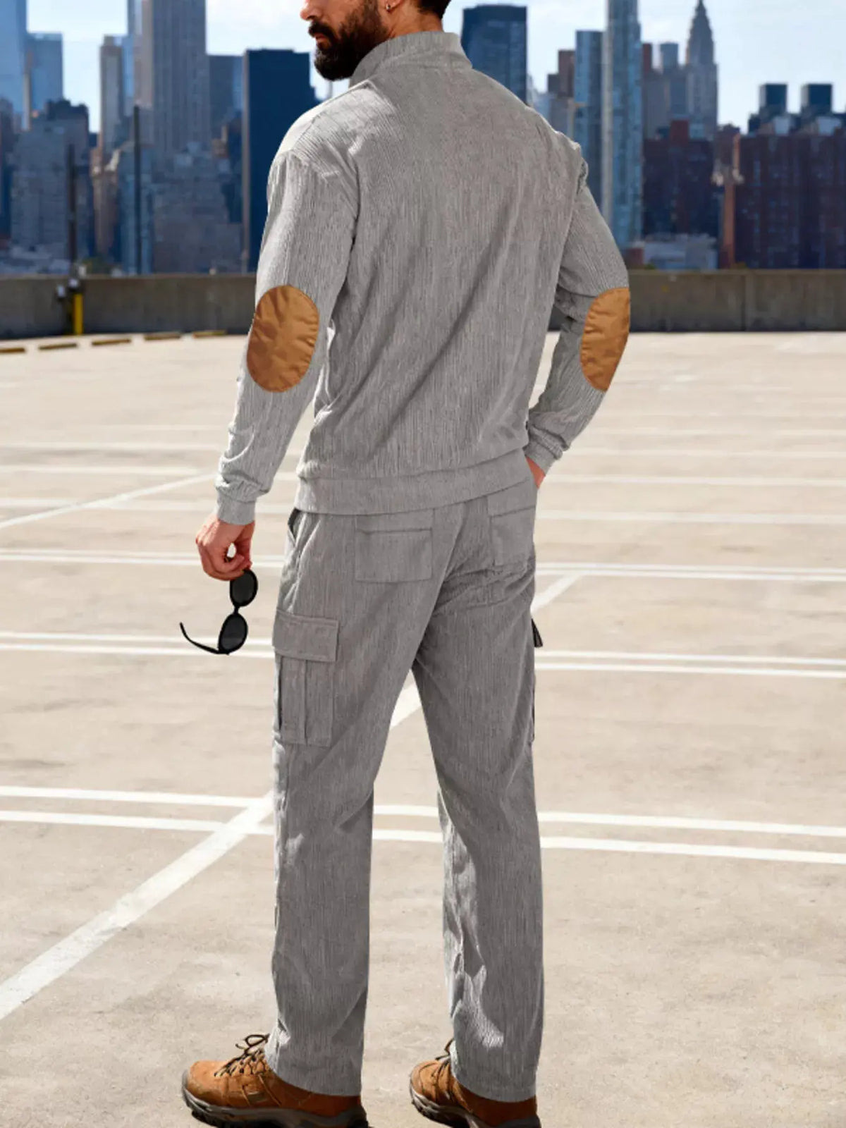 Men's Full Size Casual Long Sleeve Top & Pants Set Plus Size by Partner Label