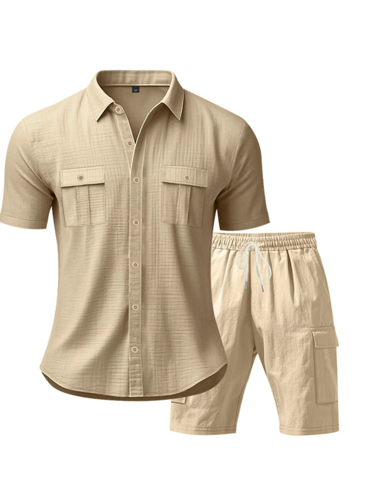 Men's Full Size Button Up Shirt and Shorts Set Plus Size by Trendsi