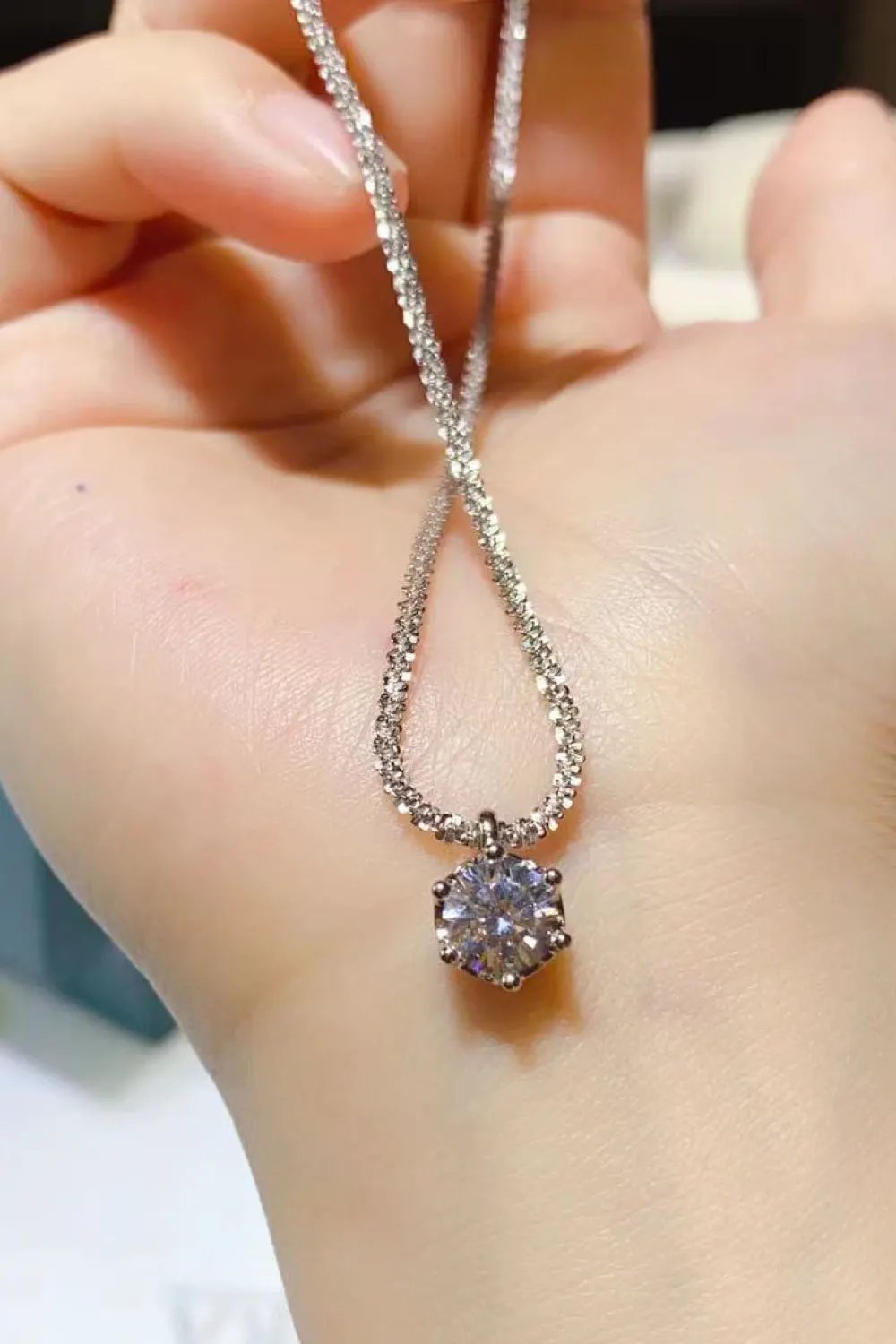1 Carat Moissanite 925 Sterling Silver Necklace by Partner Labels