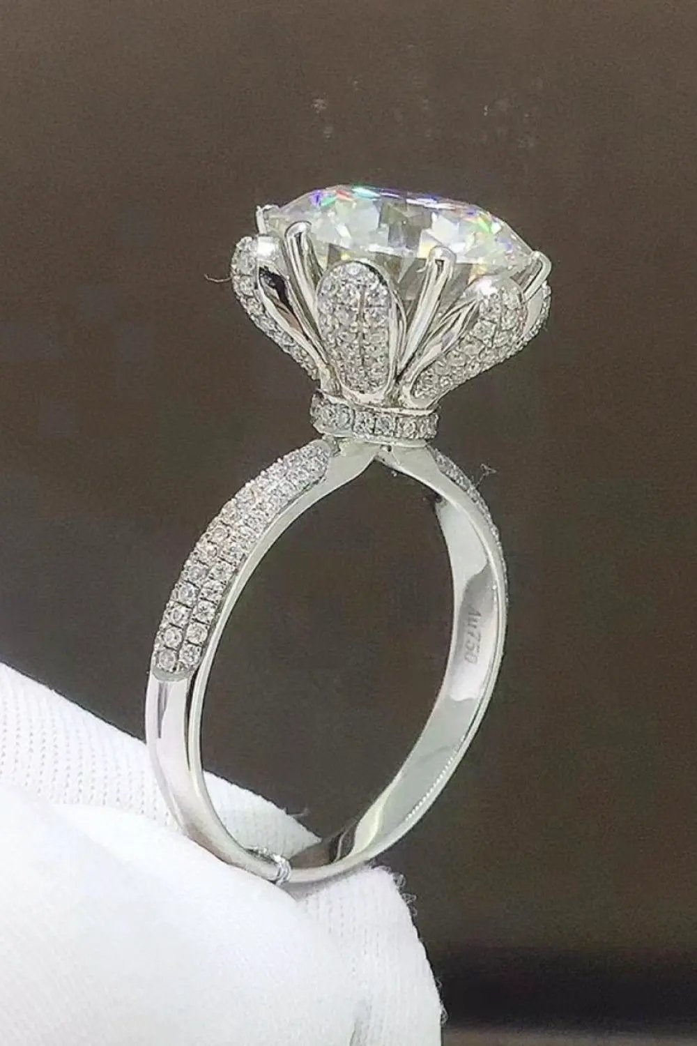 5 Carat Moissanite Side Stone Ring by Partner Label