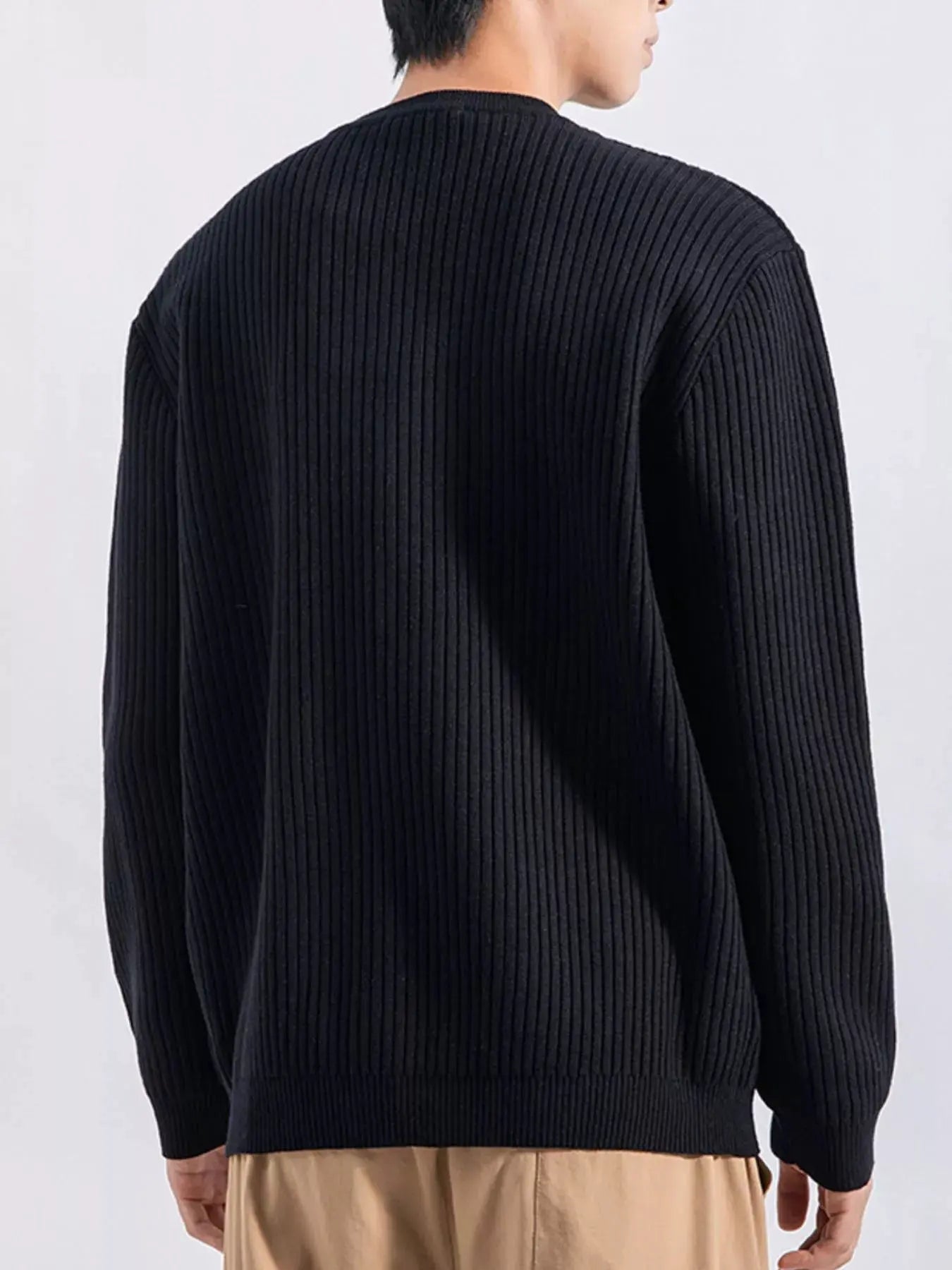 Men's Plus Size Ribbed Button Detail Knit Top by Partner Label