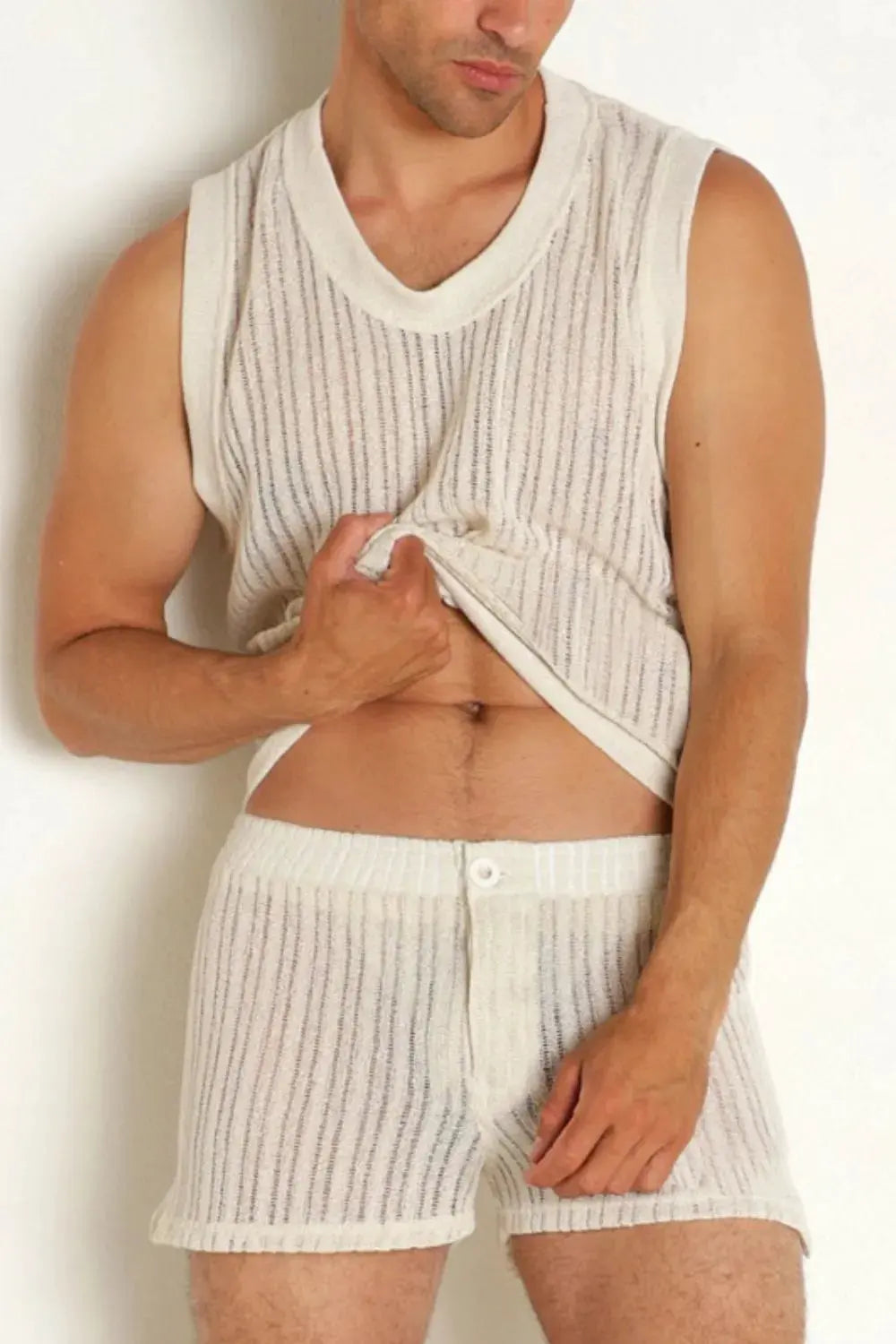 Men's Full Size Round Neck Tank and Shorts Set Plus Size by Trendsi