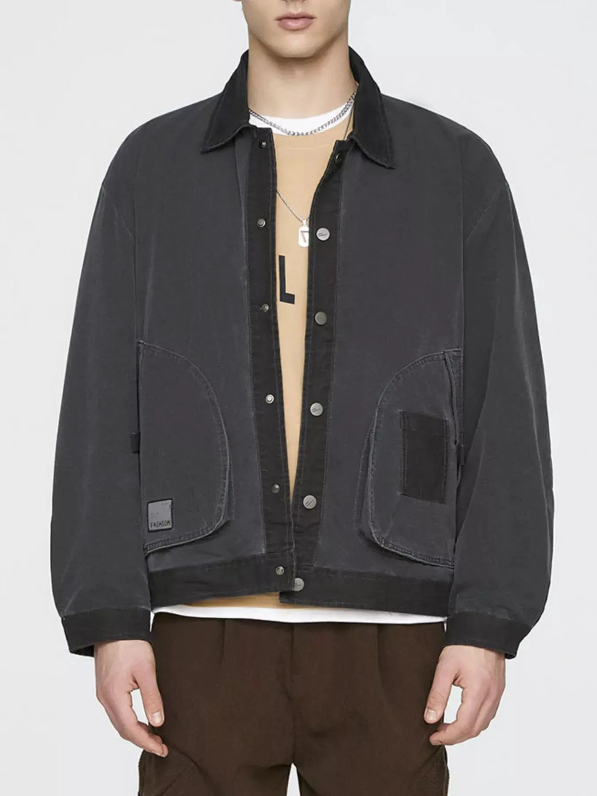 Men's Plus Size Snap Down Long Sleeve Jacket by Partner Label