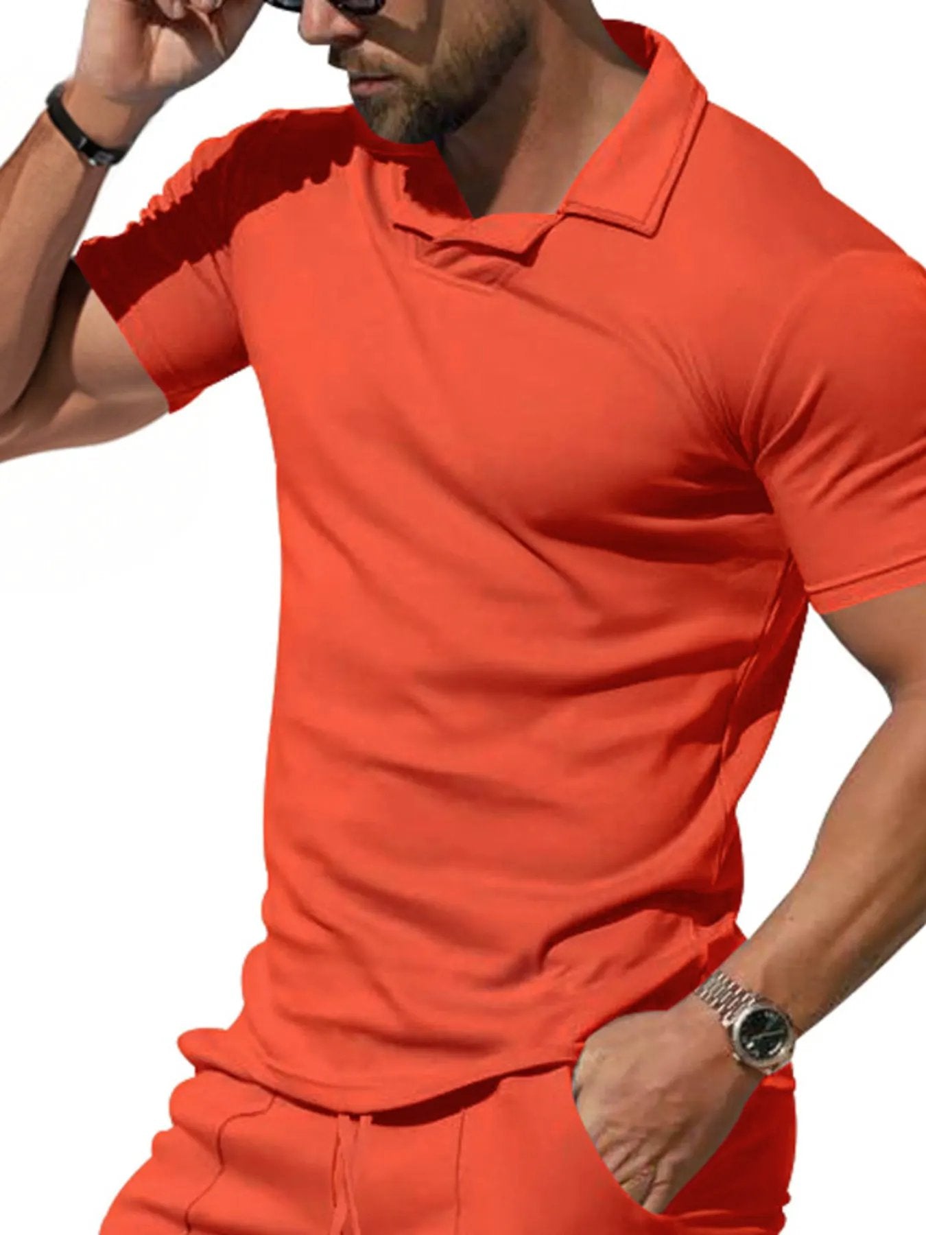 Men's Full Size Casual Short Sleeve Polo Plus Size by Trendsi