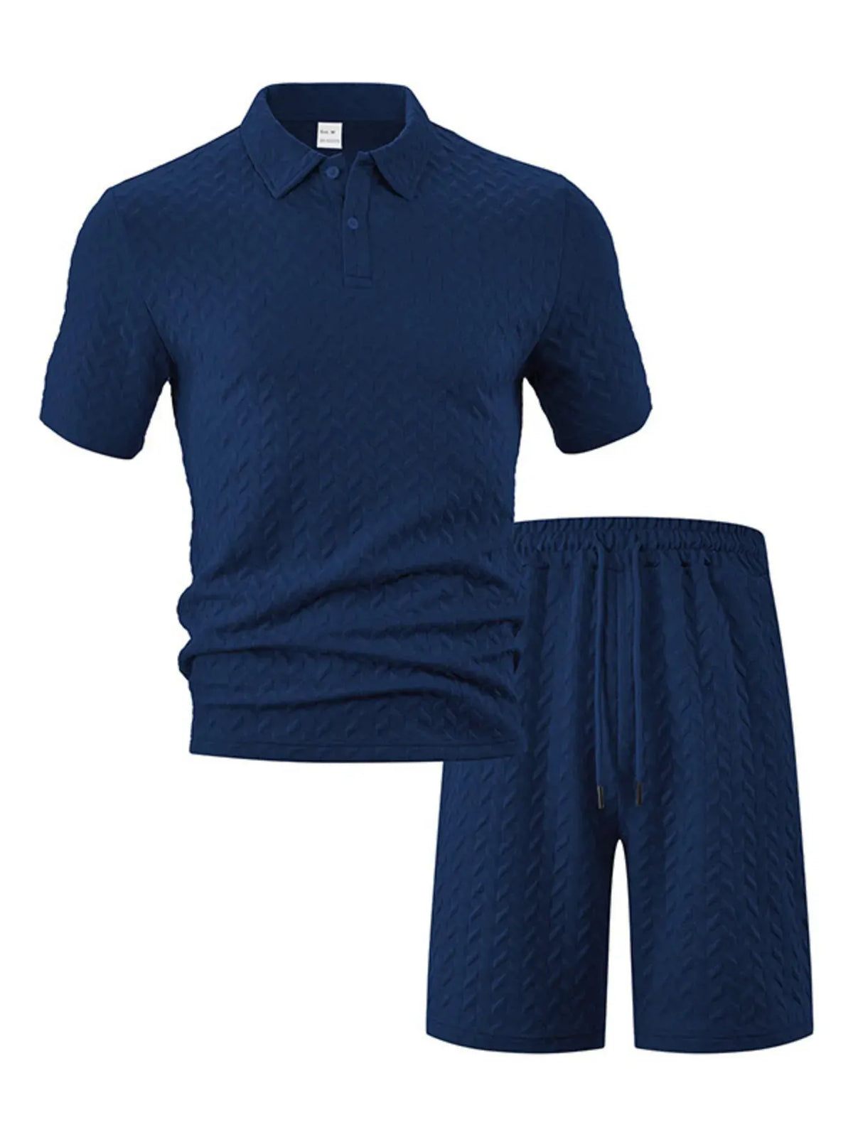 Men's Full Size Textured Polo Shirt and Shorts Set Plus Size by Trendsi