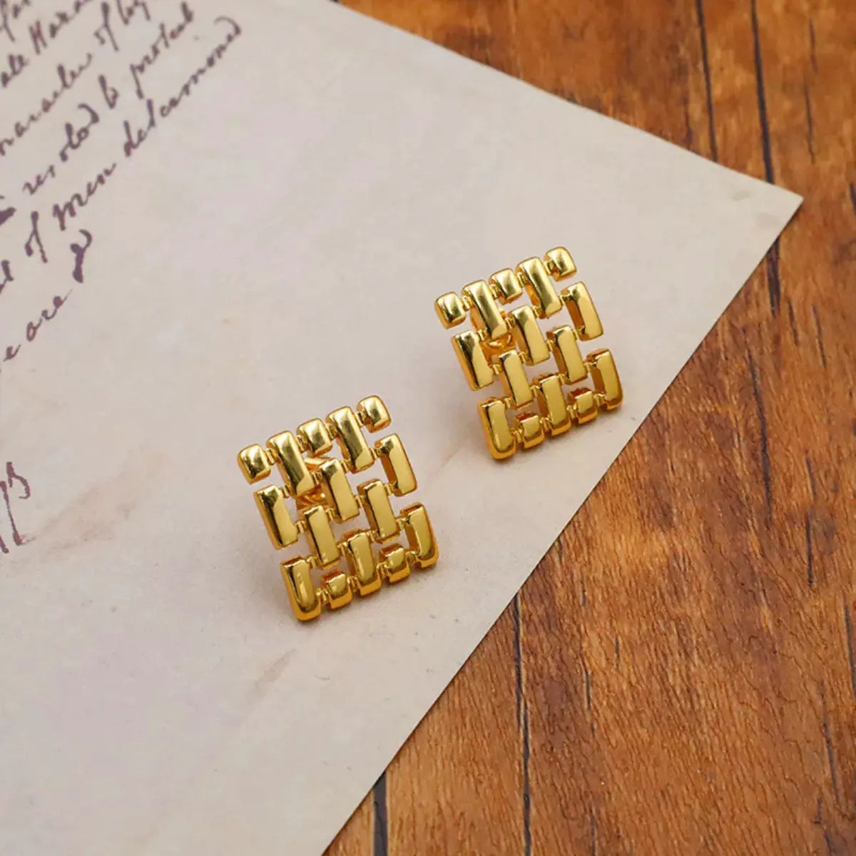 18K Gold-Plated Geometric Stud Earrings by Partner Label