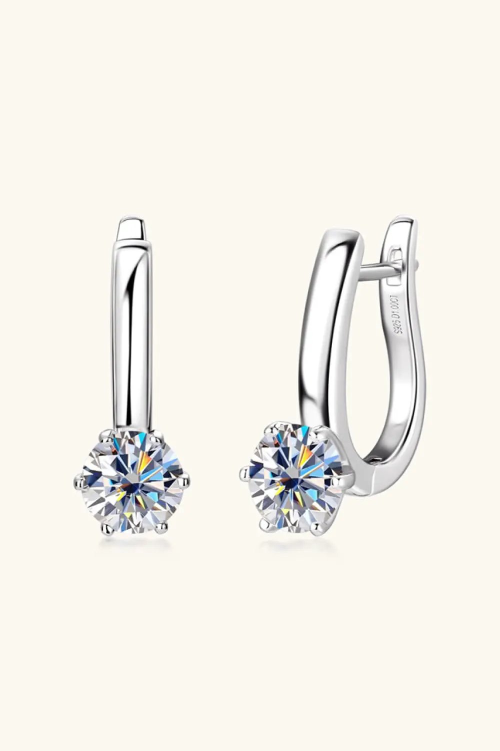 2 Carat Moissanite 925 Sterling Silver Earrings by Partner Label