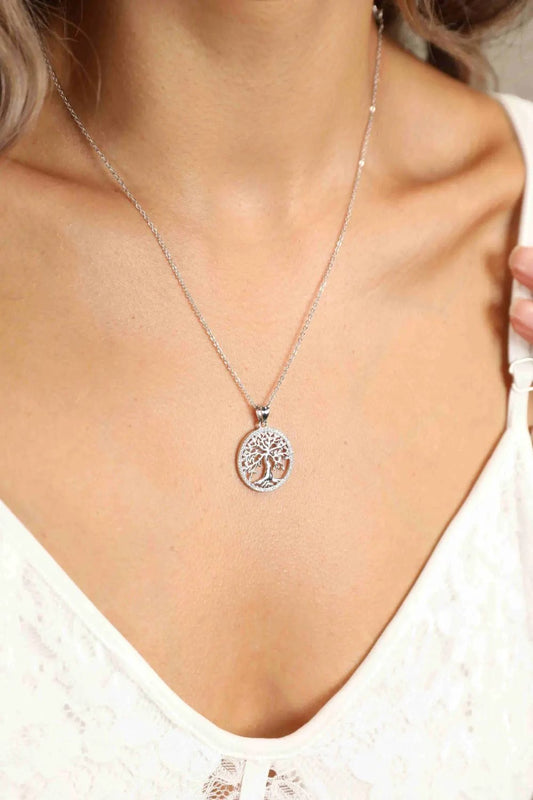 Adored 925 Sterling Silver Moissanite Tree Pendant Necklace by Partner Labels
