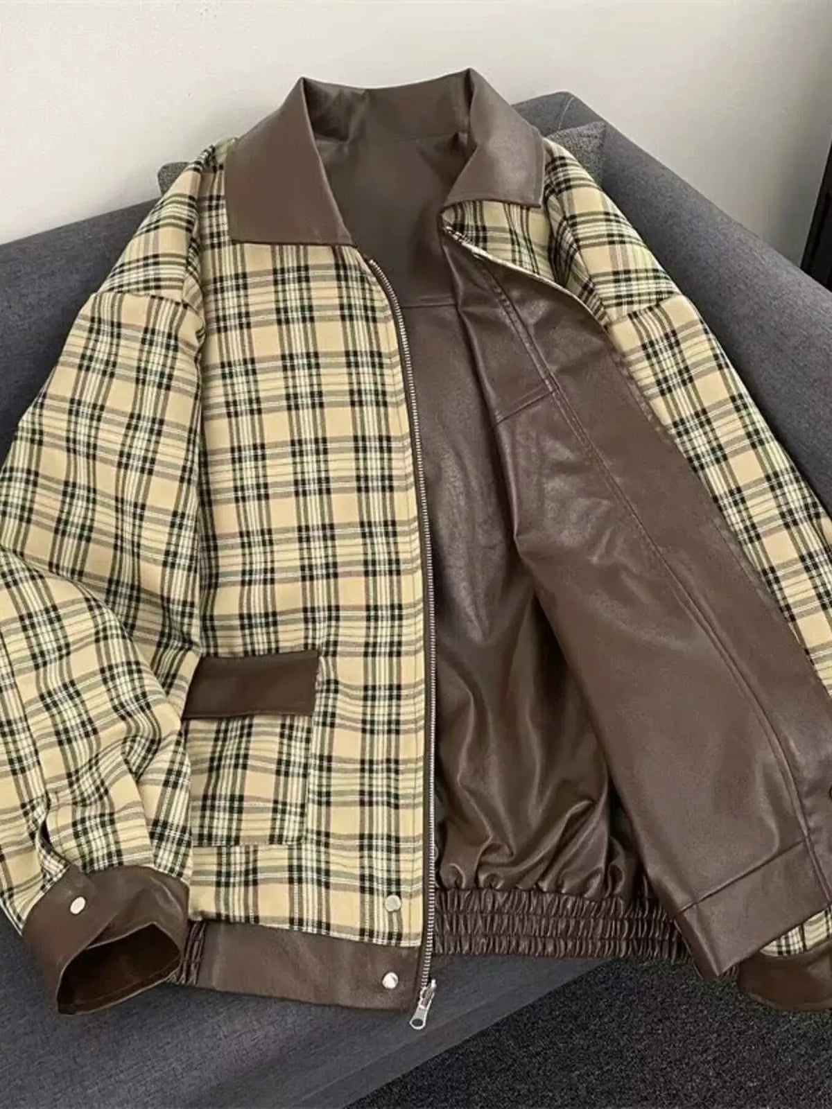 Men's Reversible Zip Up Jacket by Trendsi