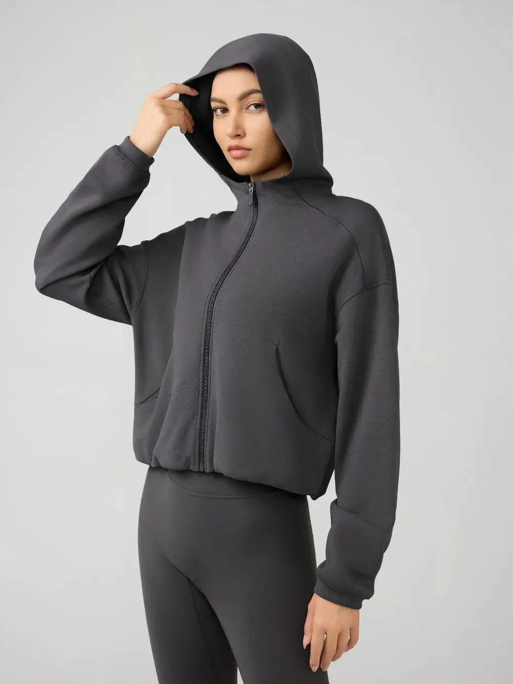 Millennia Zip Up Dropped Shouder Active Hooded by Millennia