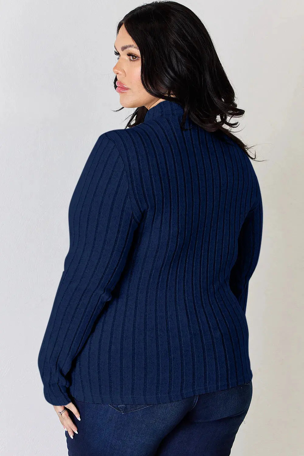 Basic Bae Full Size Ribbed Mock Neck Long Sleeve T-Shirt by Basic Bae
