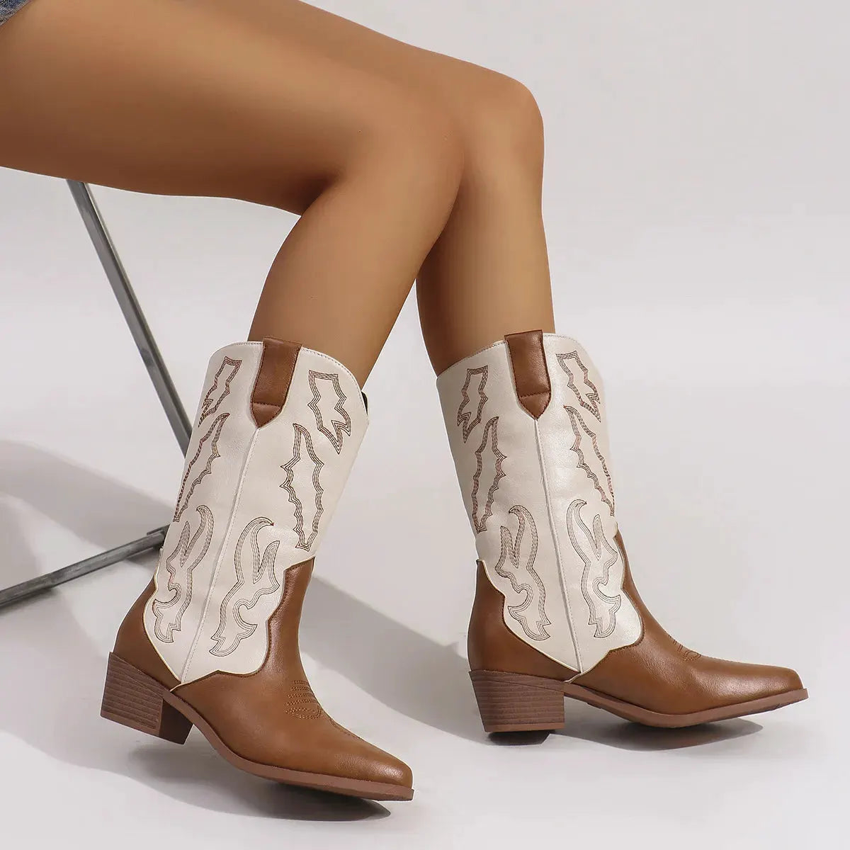 Point Toe Block Heels Boots by Partner Label