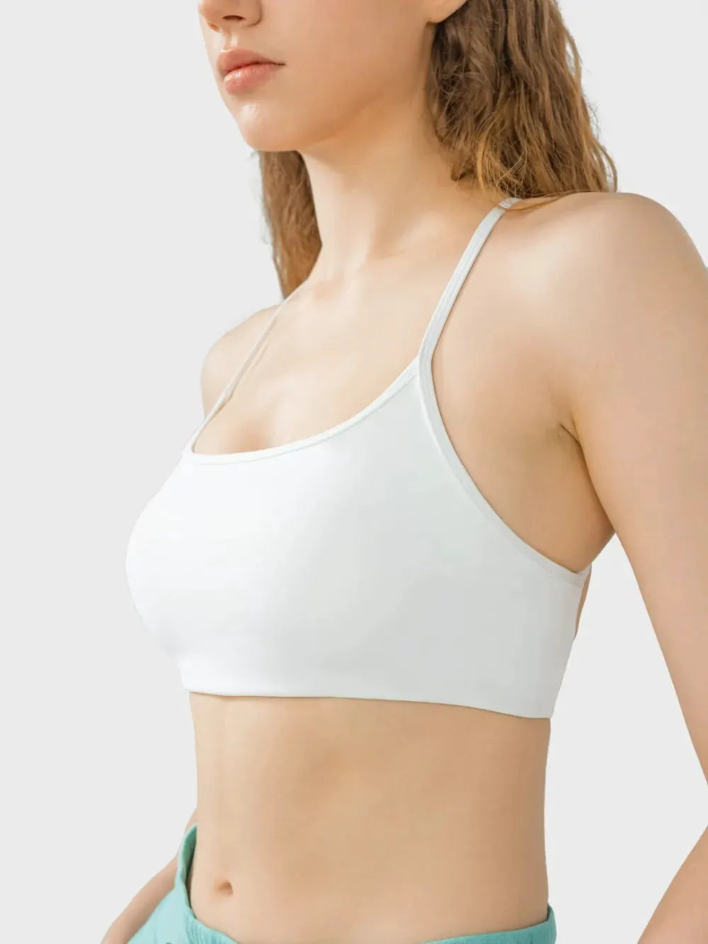 Millennia Crisscross Back Scoop Neck Active Cami with Detachable Chest Pads by Millennia