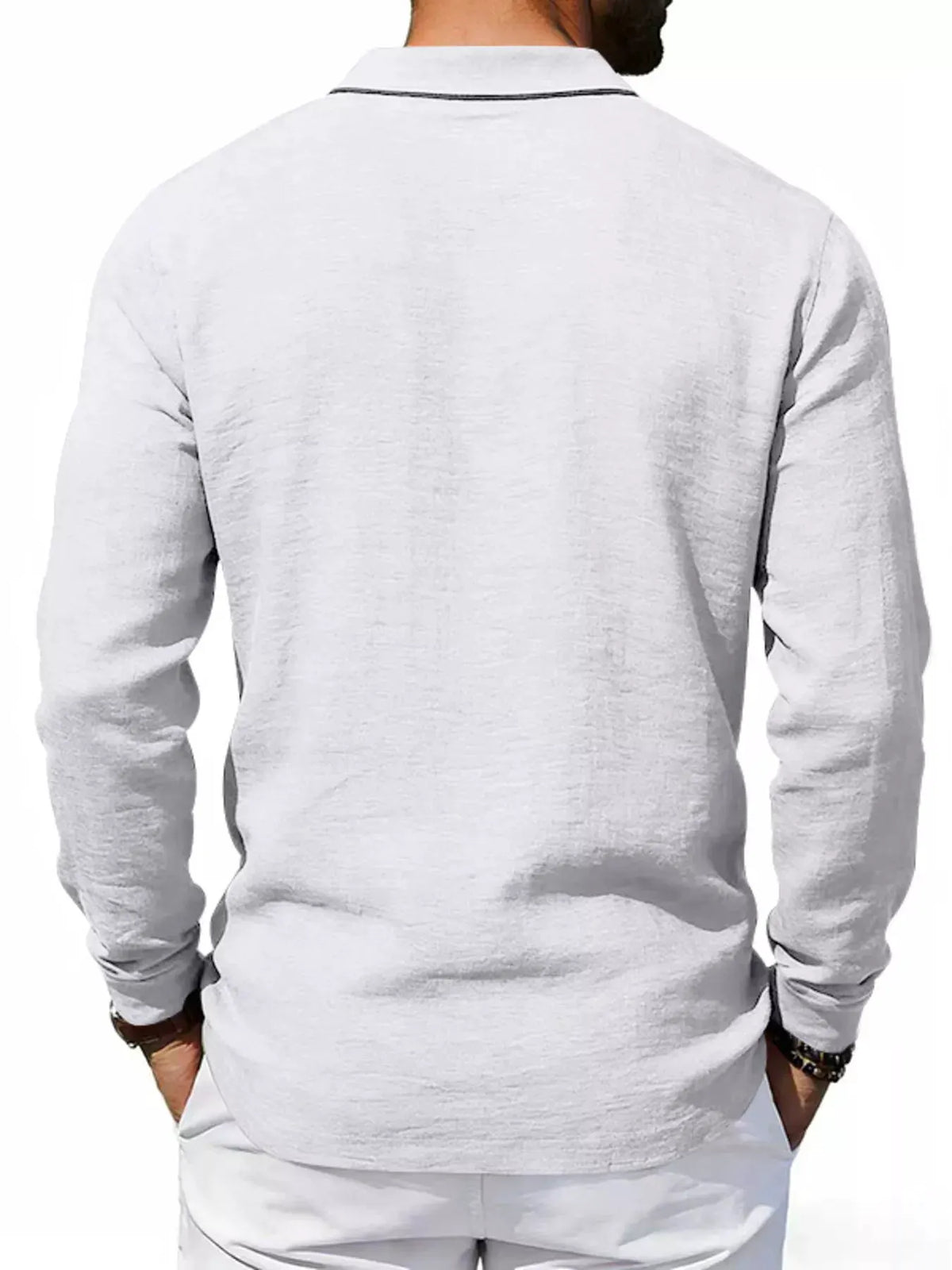 Men's Full Size Classic Long Sleeve Polo Plus Size by Trendsi