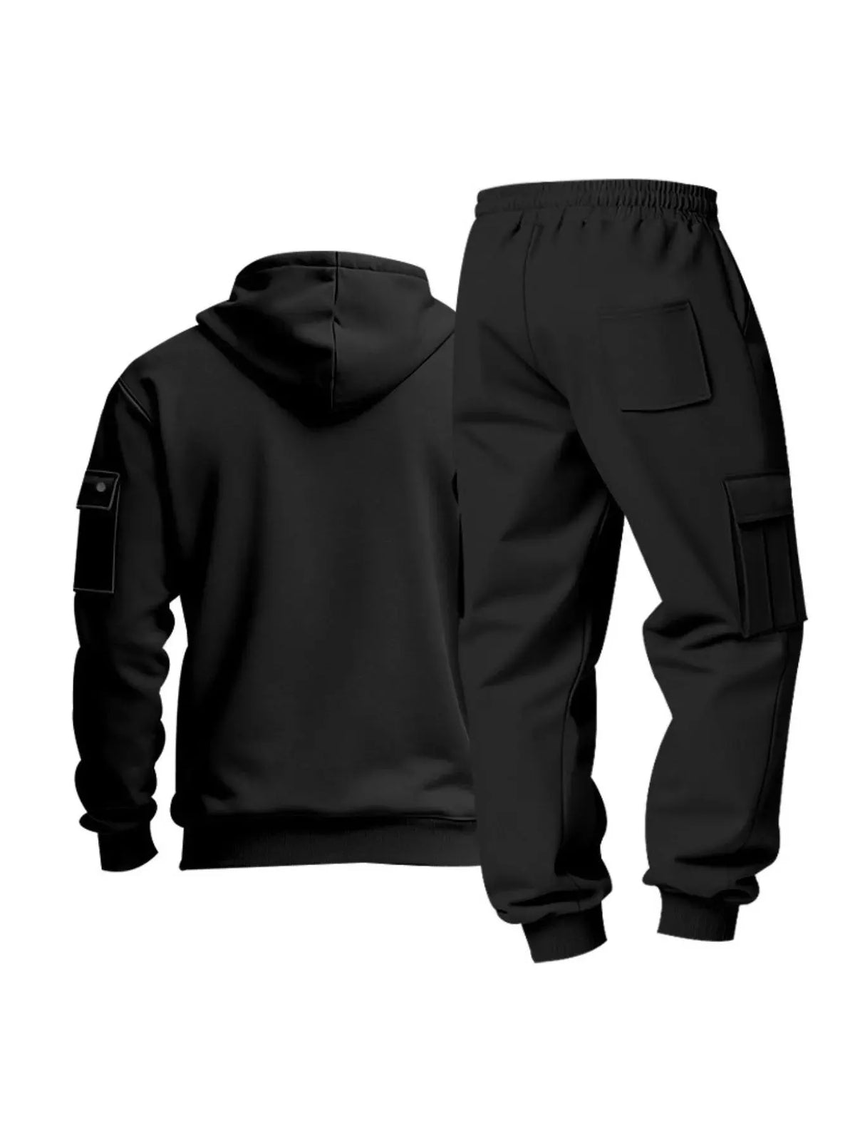 Men's Full Size Half Zip Hoodie and Cargo Pants Set Plus Size by Trendsi