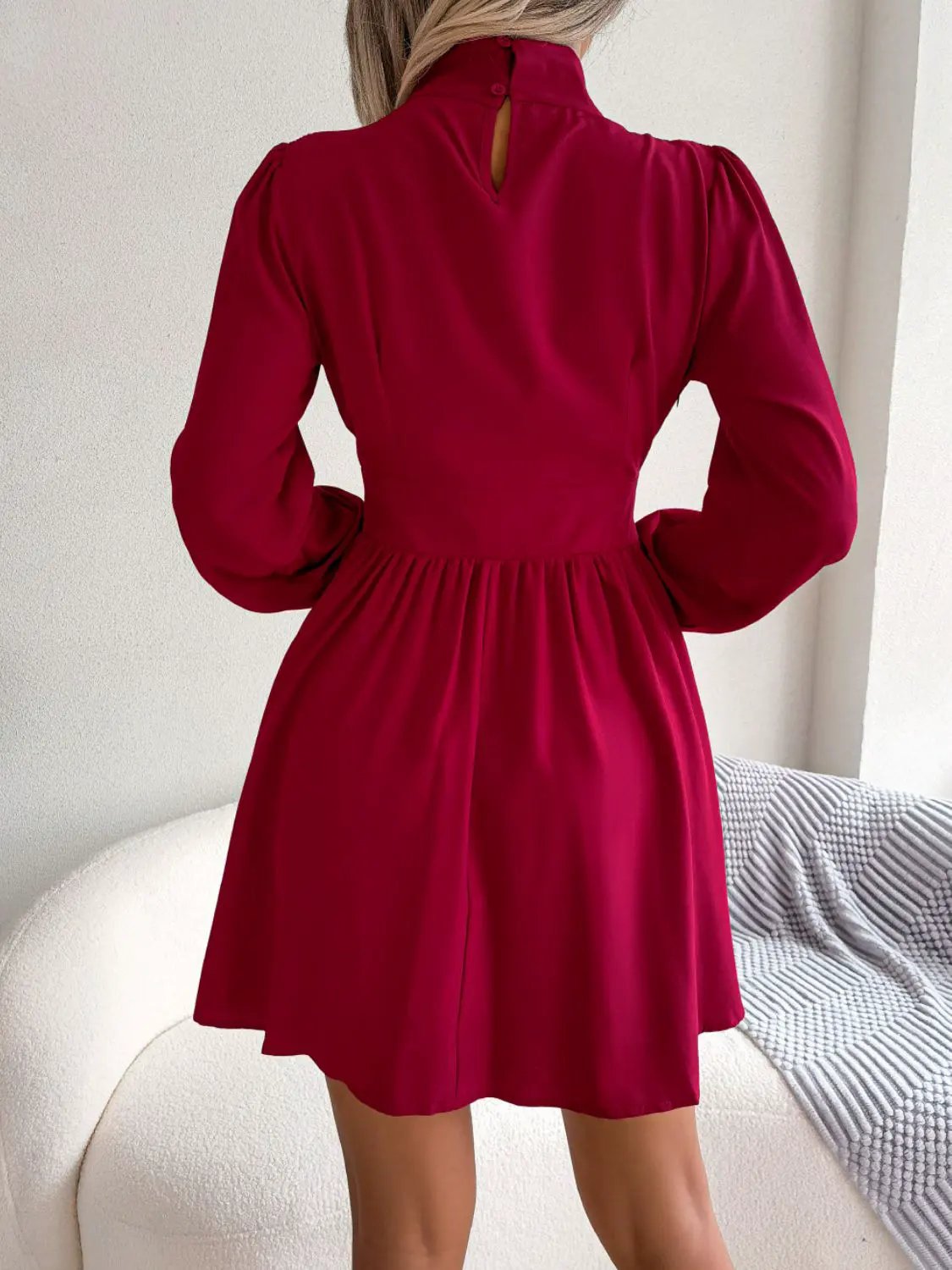 Cutout Turtleneck A-Line Mini Dress by Partner Label