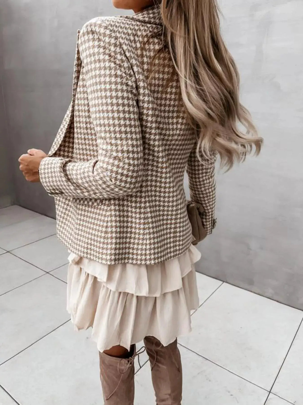Houndstooth Double‑Breasted Blazer | Partner Labels Selection by Partner Label