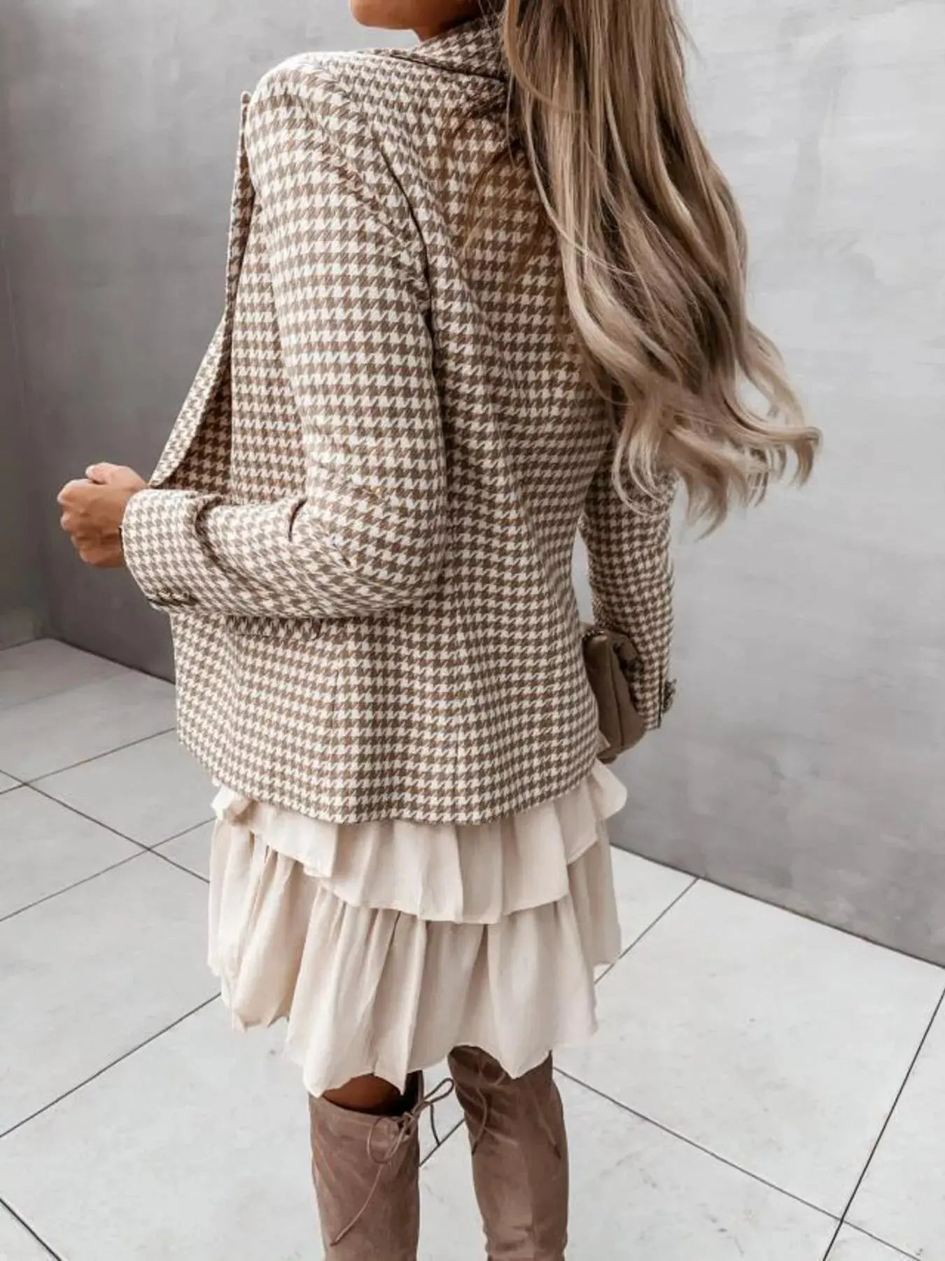 Houndstooth Double‑Breasted Blazer | Partner Labels Selection by Partner Label