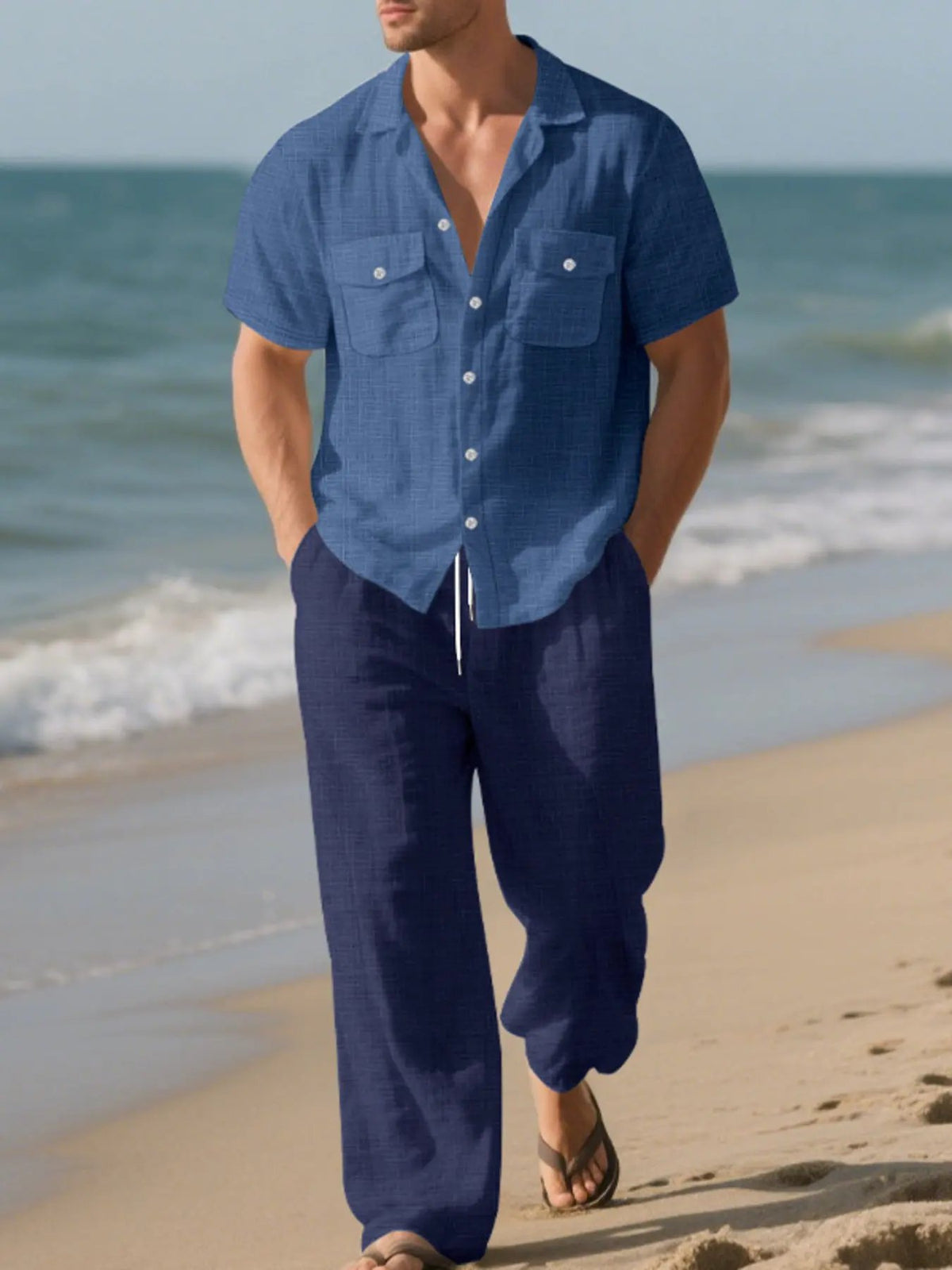 Men's Full Size Casual Button Up Shirt and Pants Set Plus Size by Trendsi