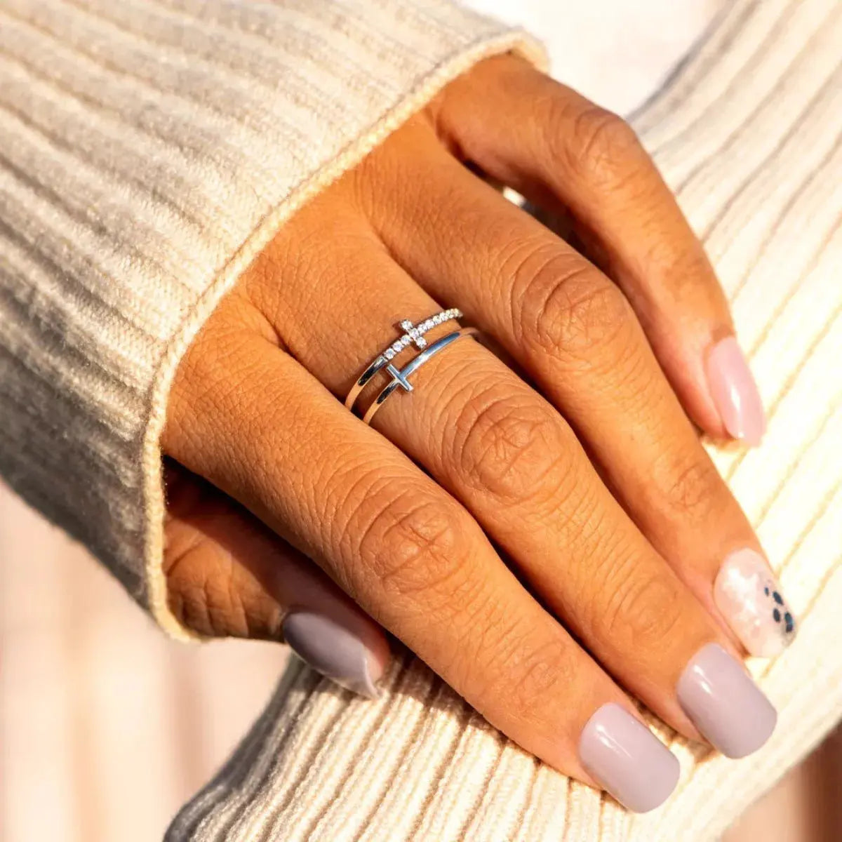Double Band Cross Ring by Partner Label