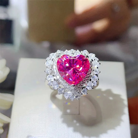 5 Carat Moissanite 925 Sterling Silver Heart-Shaped Ring by Partner Label