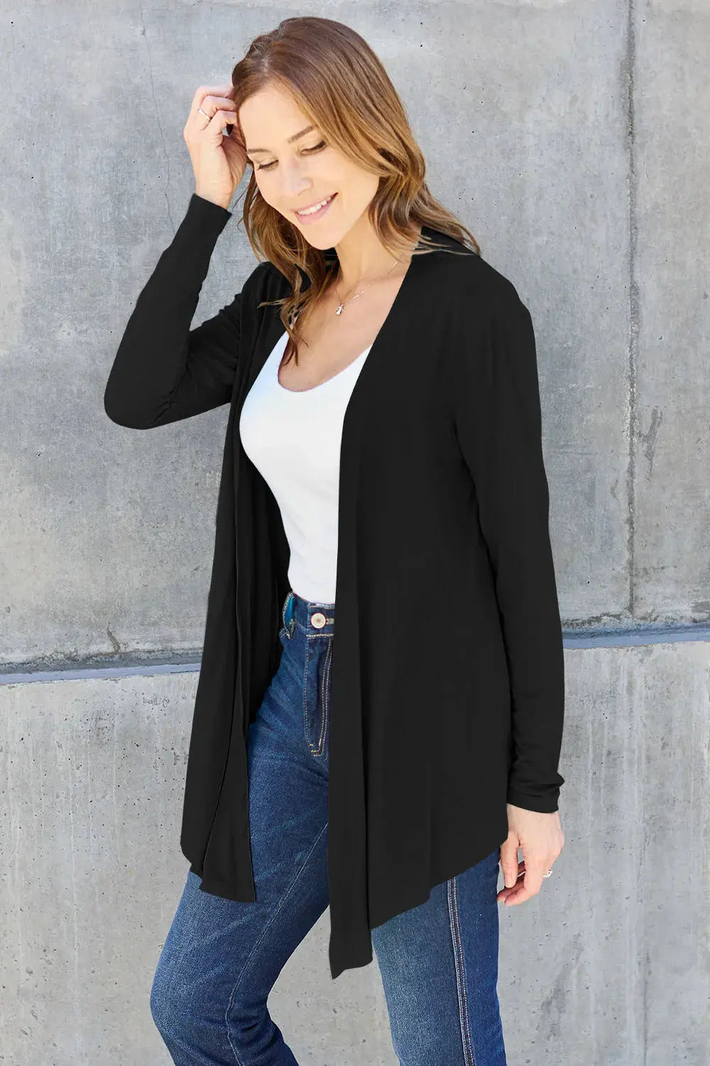 Basic Bae Full Size Open Front Long Sleeve Cardigan by Basic Bae