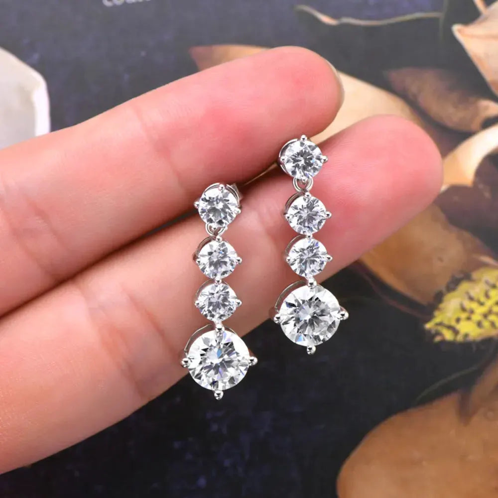 4 Carat Moissanite 925 Sterling Silver Earrings by Partner Label