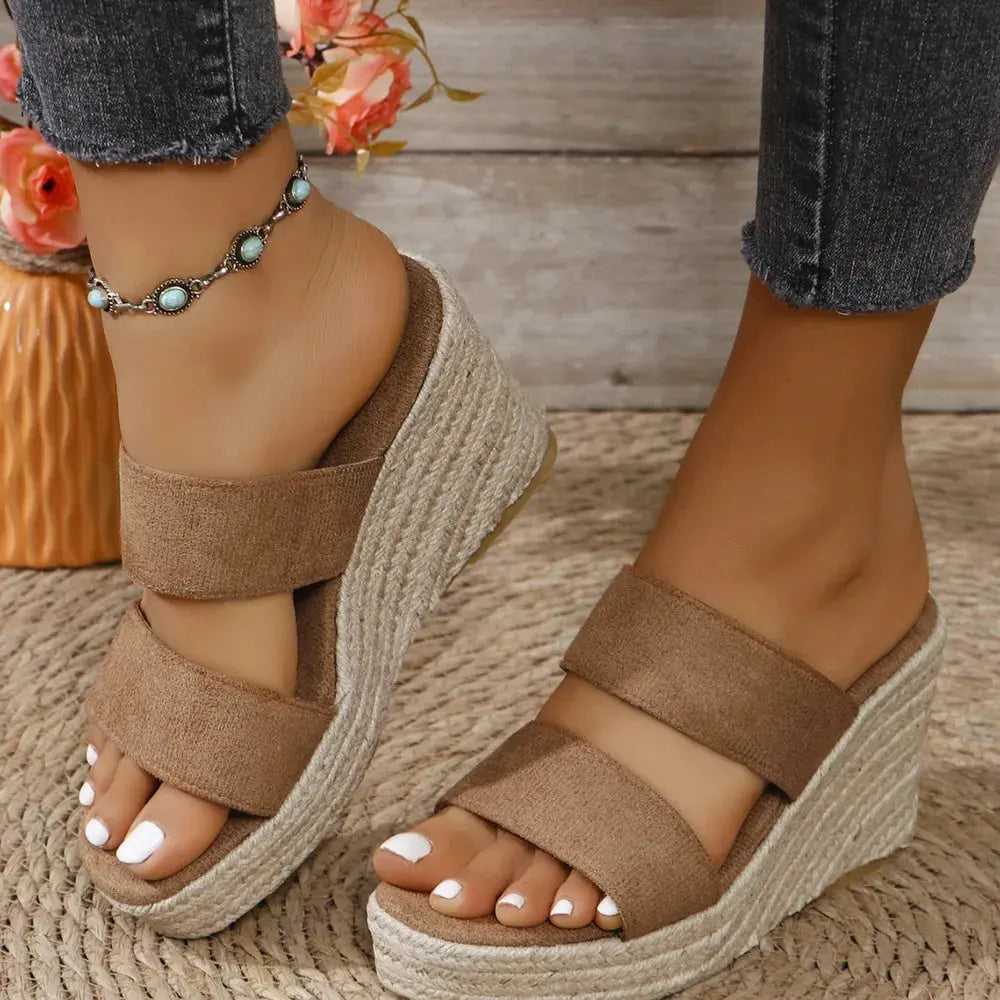 Open Toe Platform Wedge Sandals by Partner Label