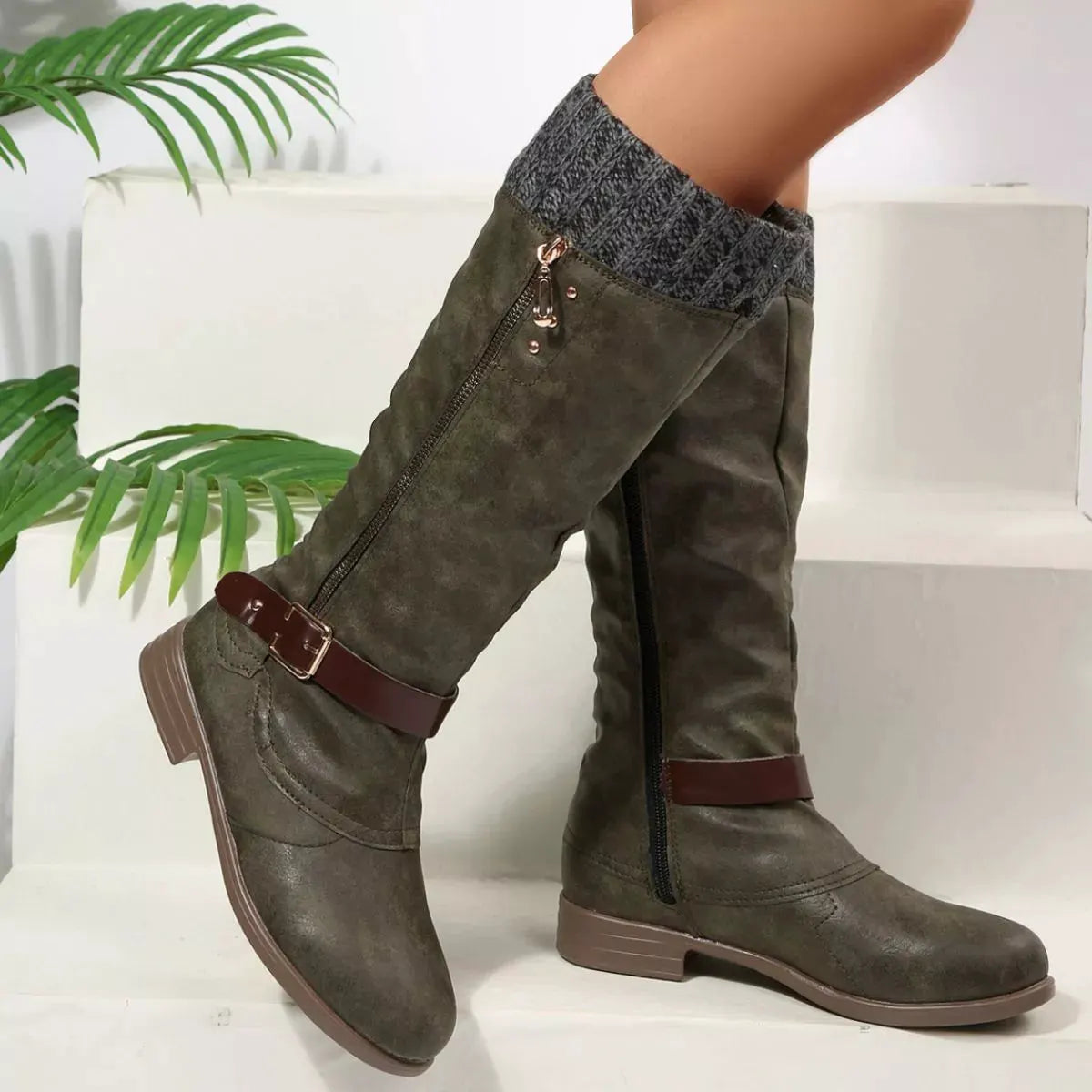 Round Toe Block Heels Boots by Partner Label
