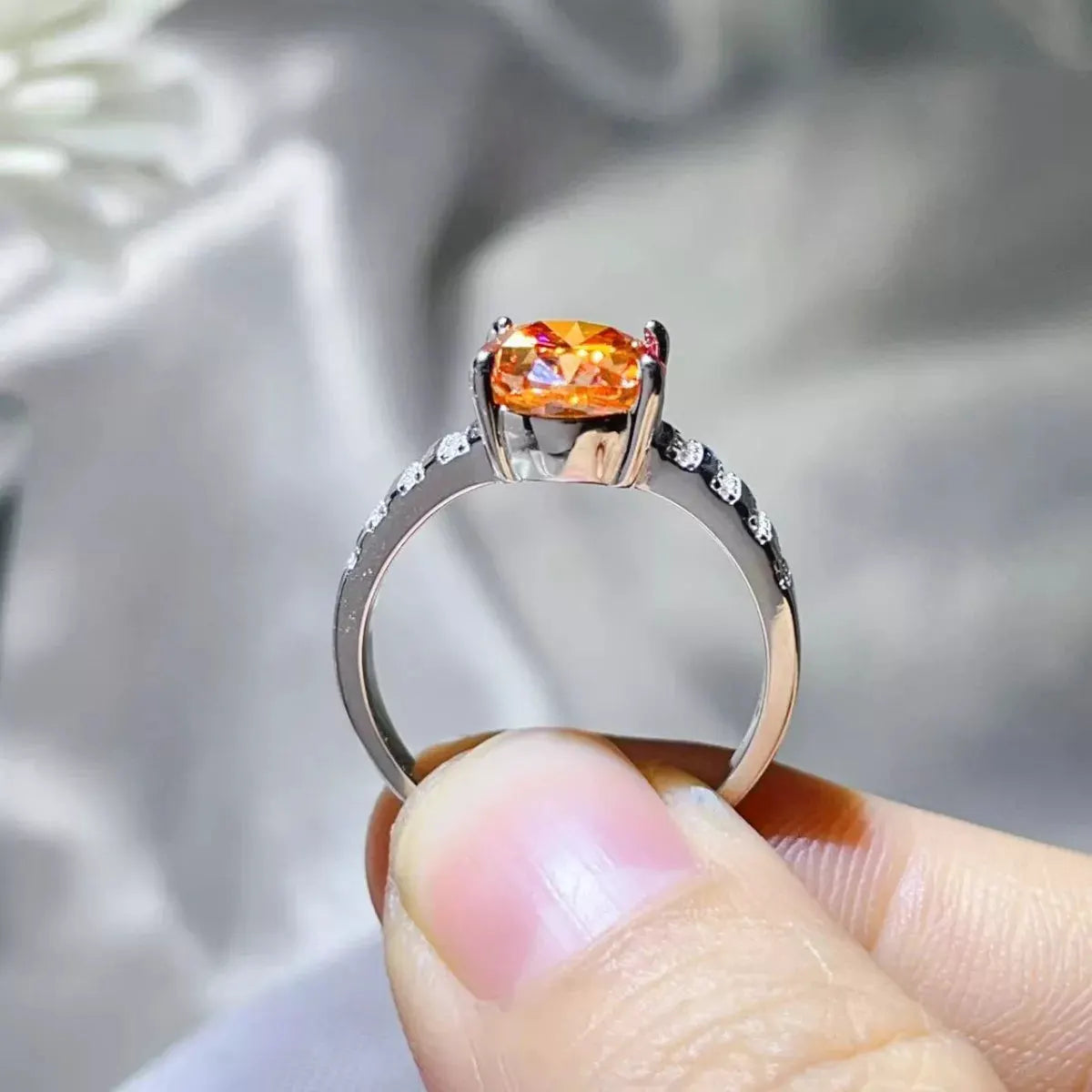 3 Carat Moissanite Oval 925 Sterling Silver Ring by Partner Label