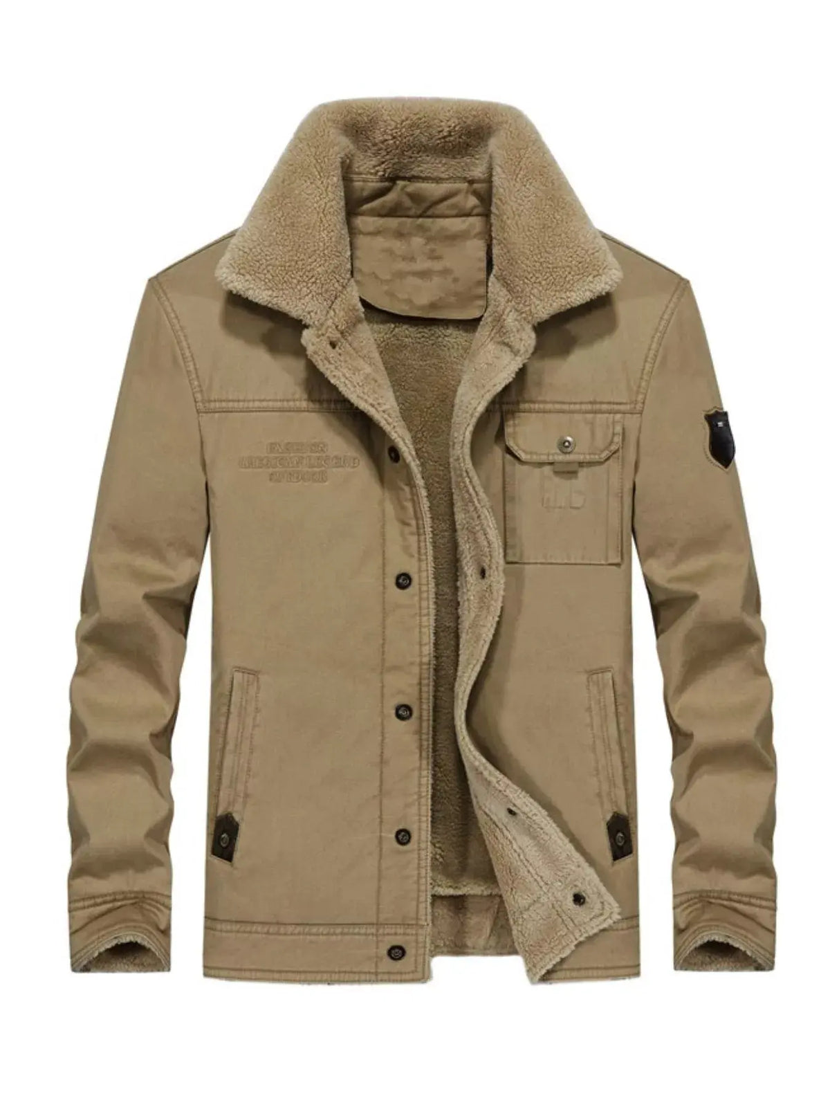 Men's Plus Size Solid Color Sherpa Lined Jacket by Partner Label