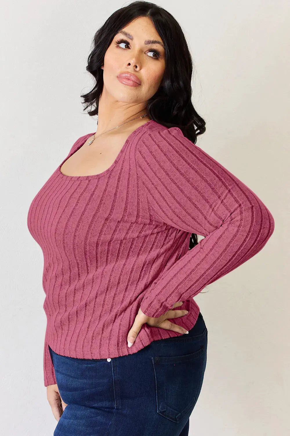 Basic Bae Full Size Ribbed Long Sleeve T‑Shirt | Partner Labels Selection by Partner Label