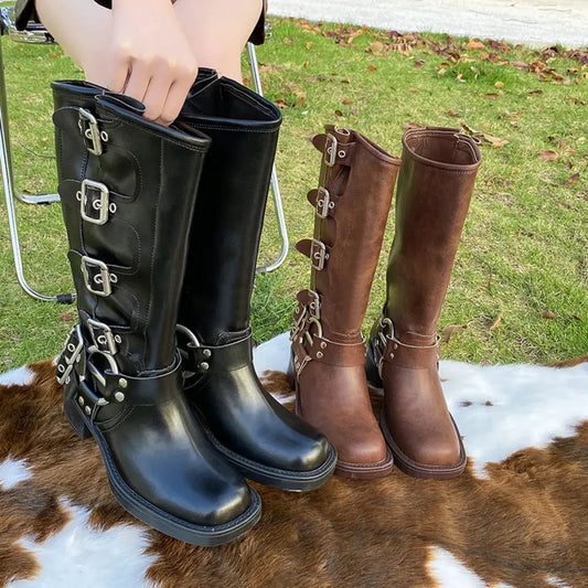 Round Toe Block Heels Boots by Partner Label