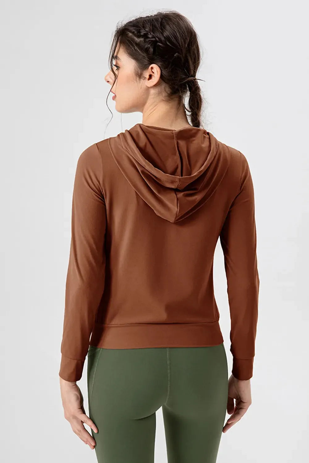 Drawstring Zip Up Hooded Active Outerwear by Partner Label