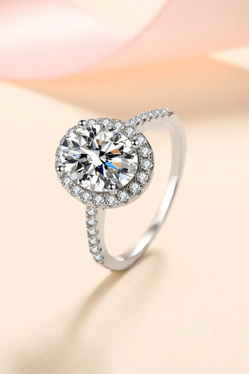 2 Carat Moissanite 925 Sterling Silver Halo Ring by Partner Label