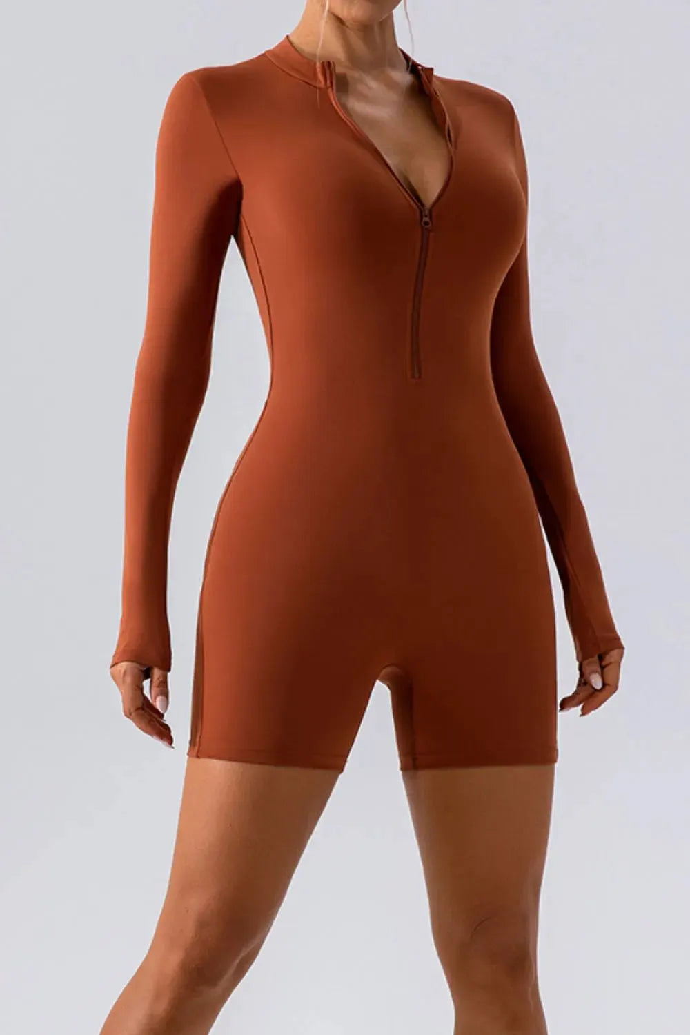 Half Zip Long Sleeve Active Romper by Partner Label