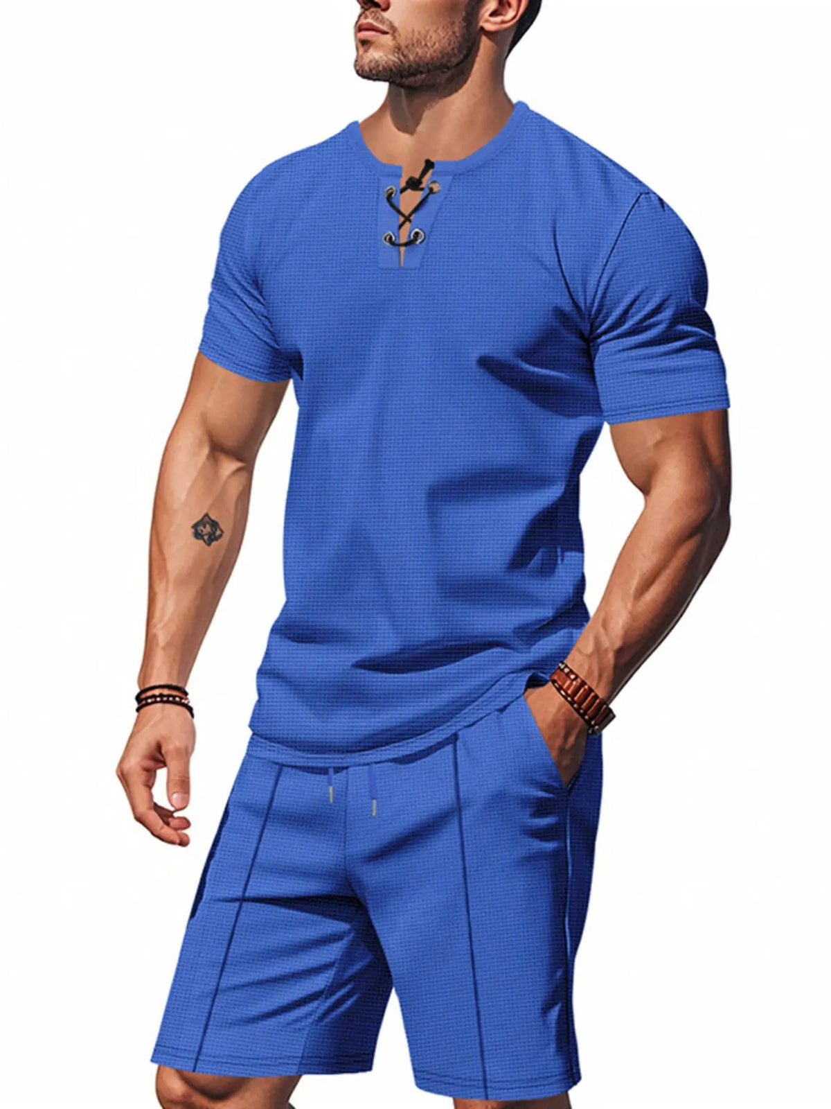 Men's Full Size Casual Short Sleeve Top & Shorts Set Plus Size by Trendsi