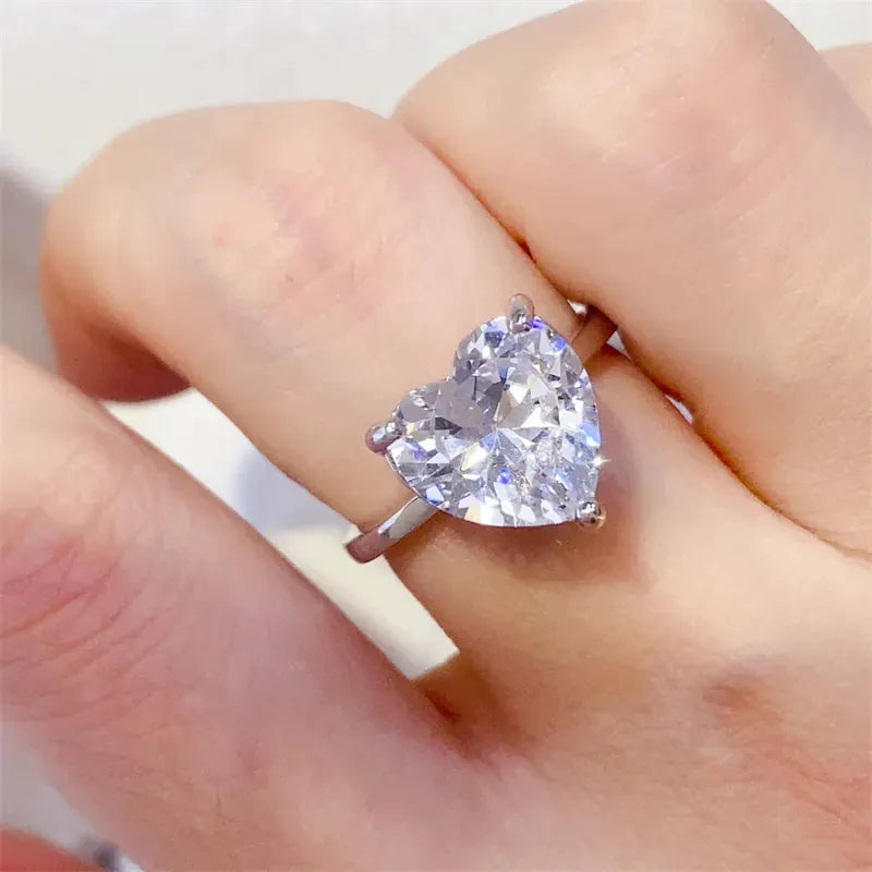 5 Carat 925 Sterling Silver Moissanite Heart Shape Ring by Partner Label