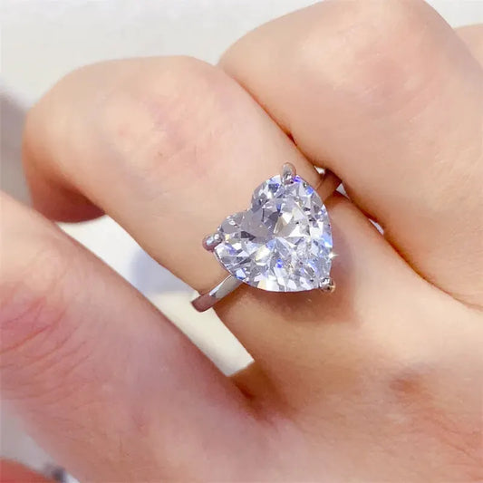 5 Carat 925 Sterling Silver Moissanite Heart Shape Ring by Partner Label