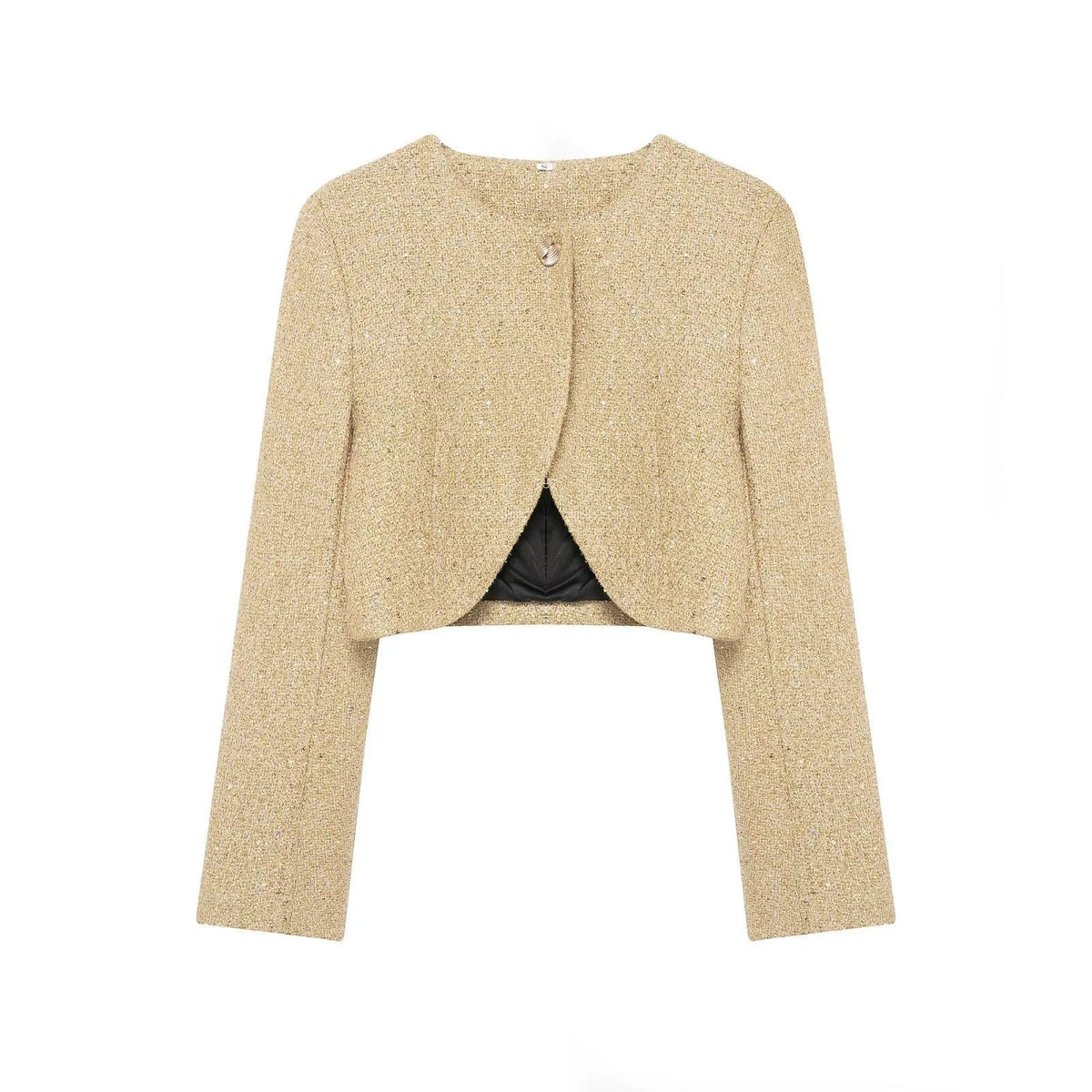 Women's Jacket Gold Tweed Cropped BYMANYC ® New York SOHO METALLIC TWEED CROPPED BLAZER - New Collection by BYMANYC ® New York